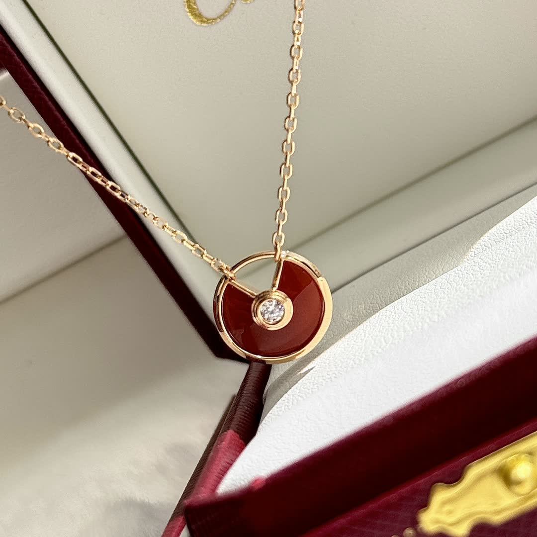 Cartier MOMA Red Agate and Diamond Pendant Necklace
