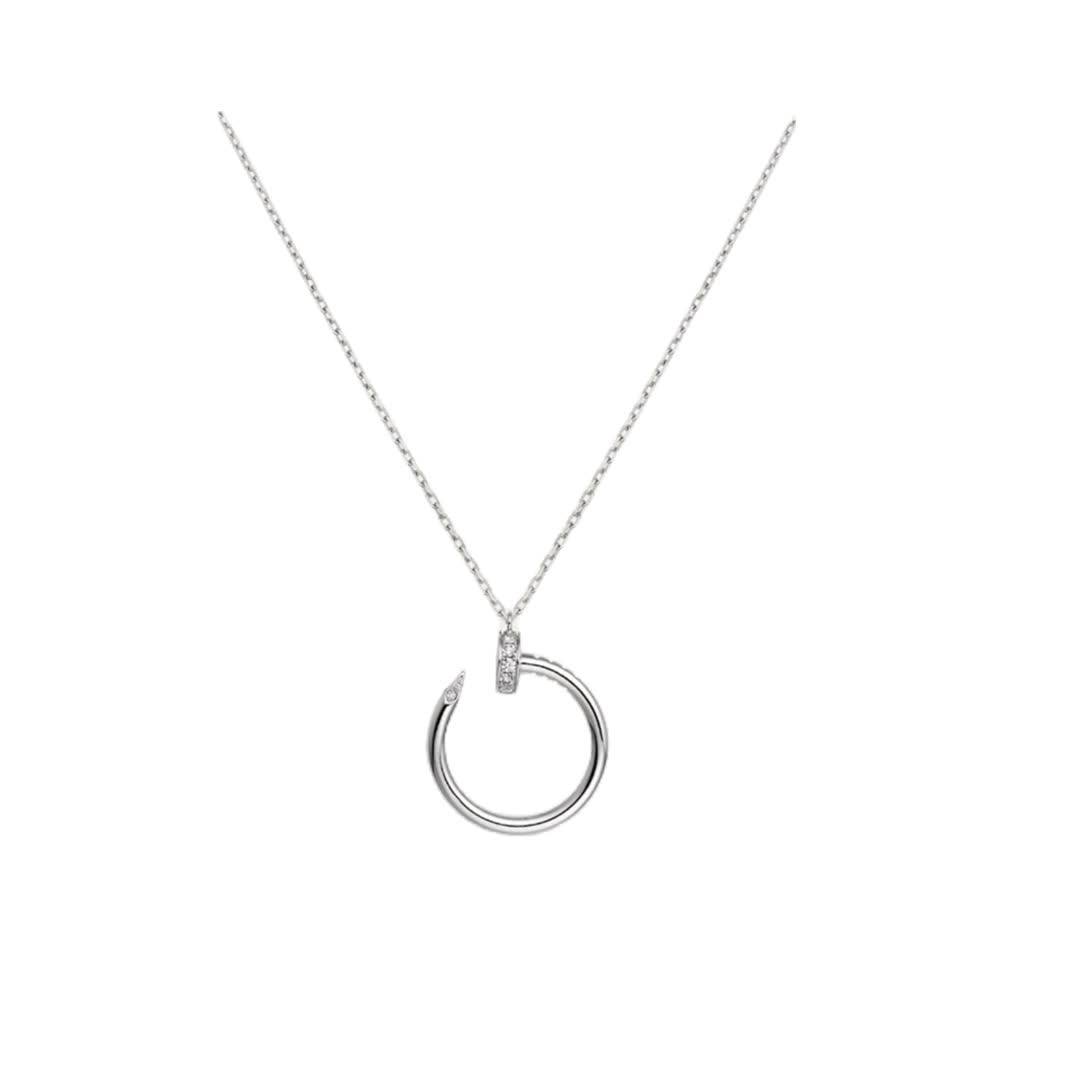 Elegant Gold and Silver Diamond-Encrusted Crescent Hoop Necklaces