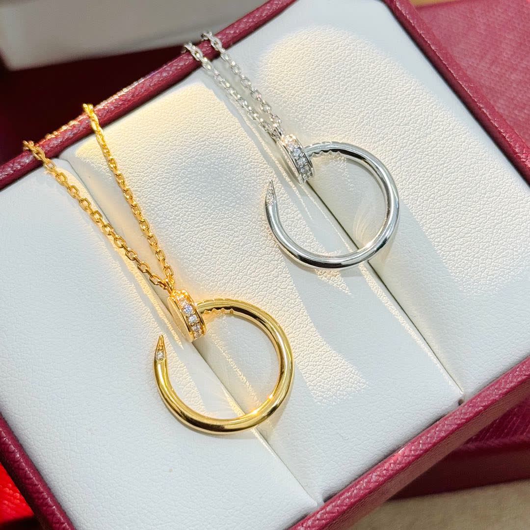 Elegant Gold and Silver Diamond-Encrusted Crescent Hoop Necklaces