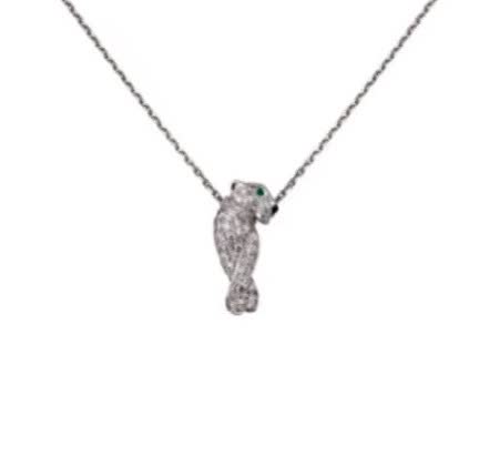 Cartier Emerald Eye Diamond Panther Pendant Necklace