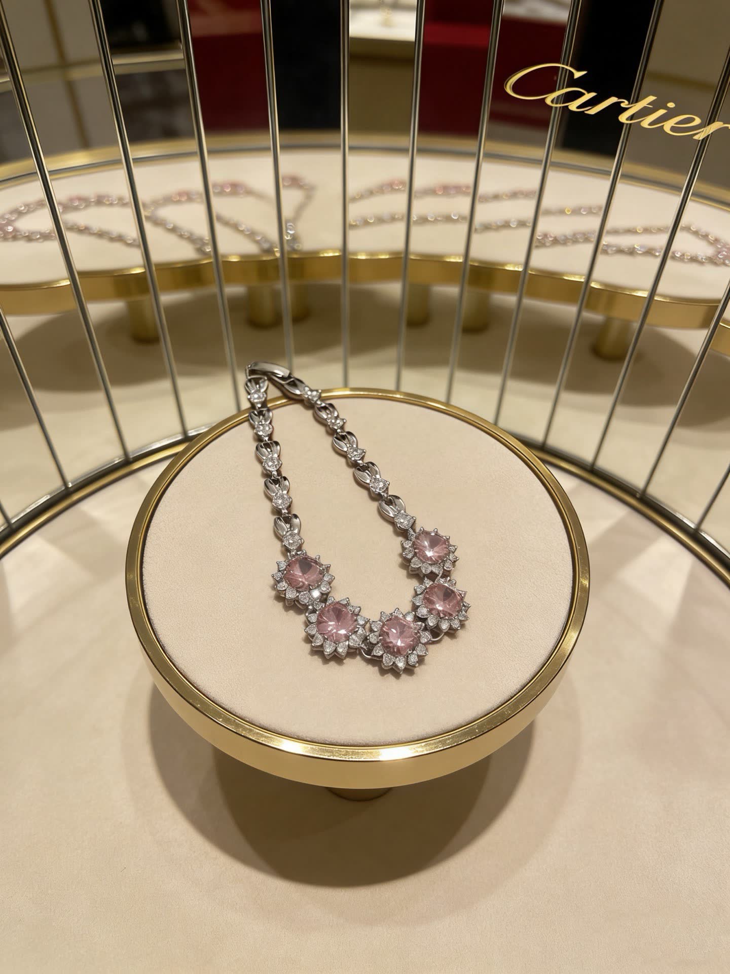 Cartier Pink Diamond and Platinum Necklace