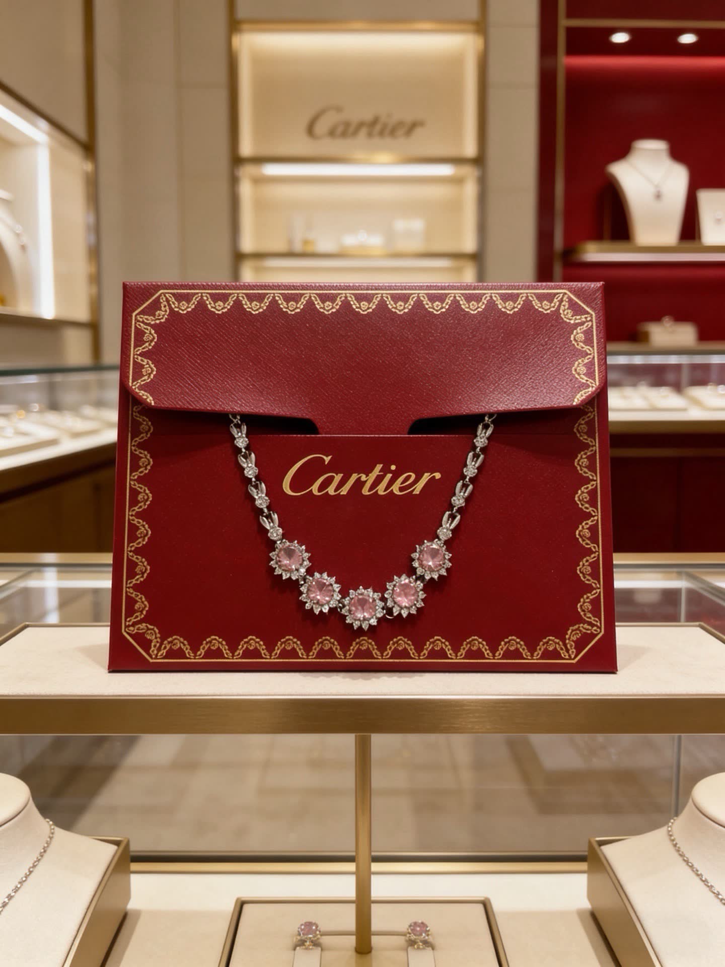 Cartier Pink Diamond and Platinum Necklace