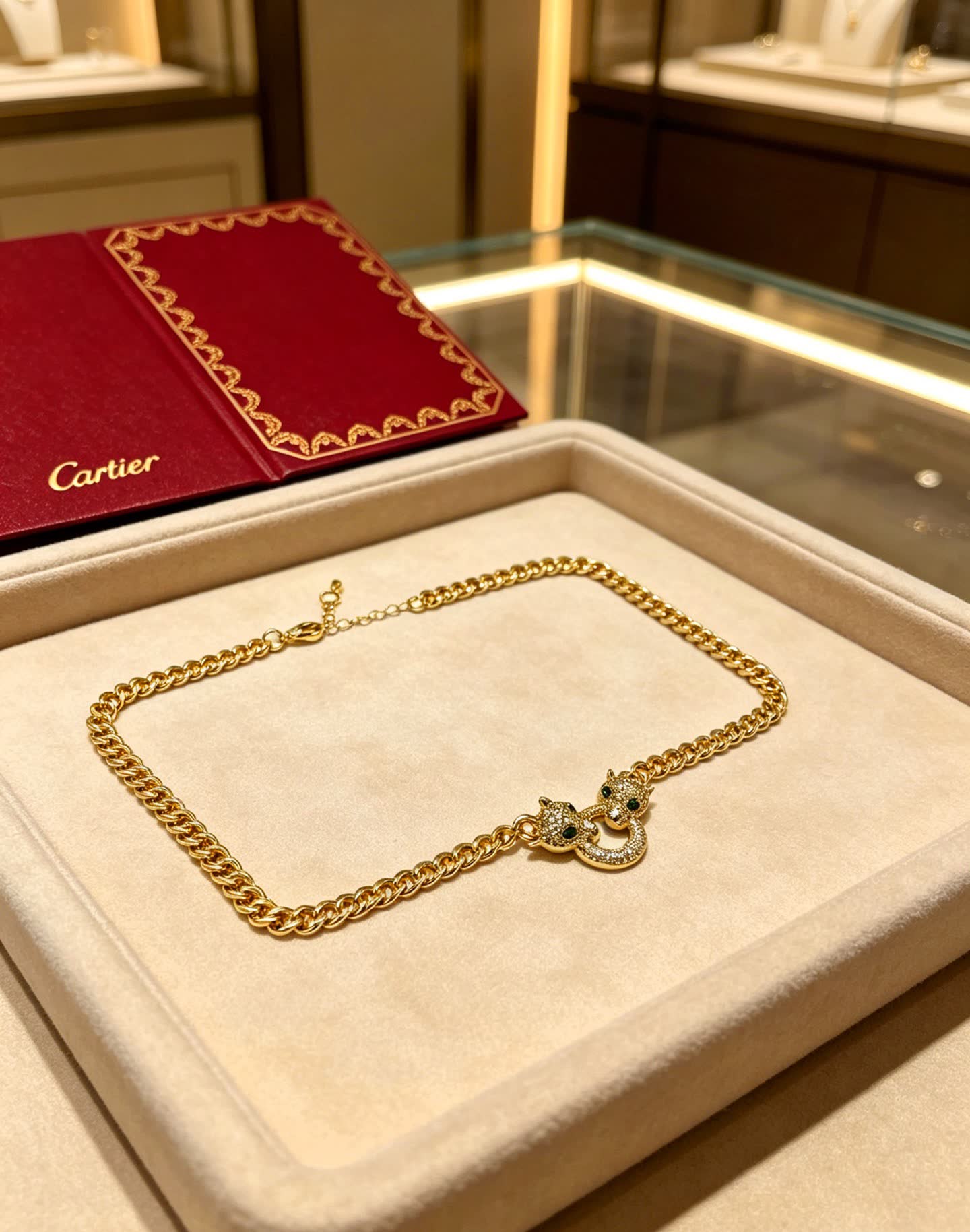 Cartier Gold Panther Head Necklace