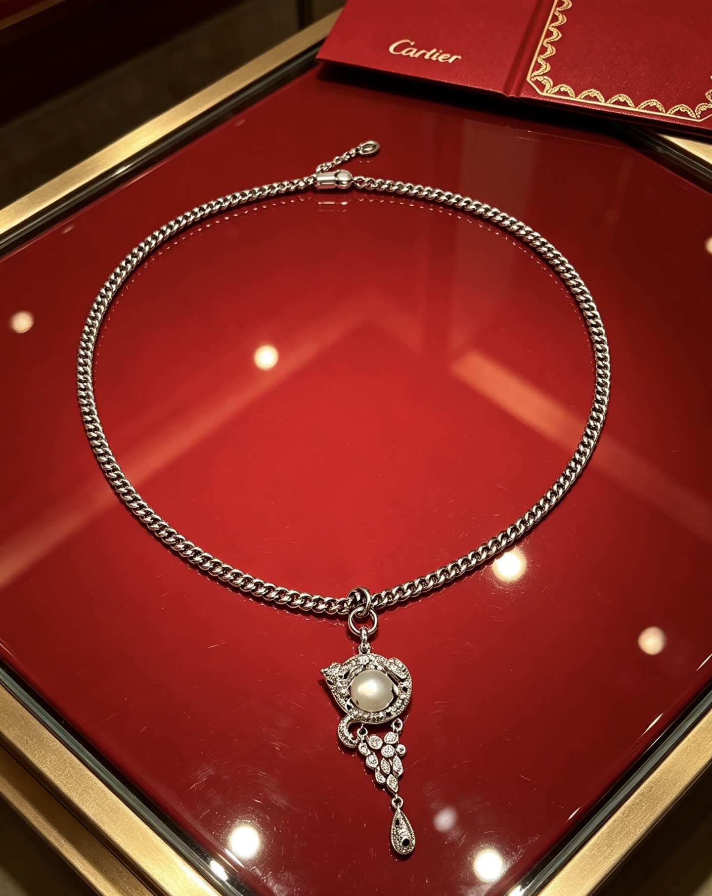 Cartier Pearl and Diamond Tassel Necklace