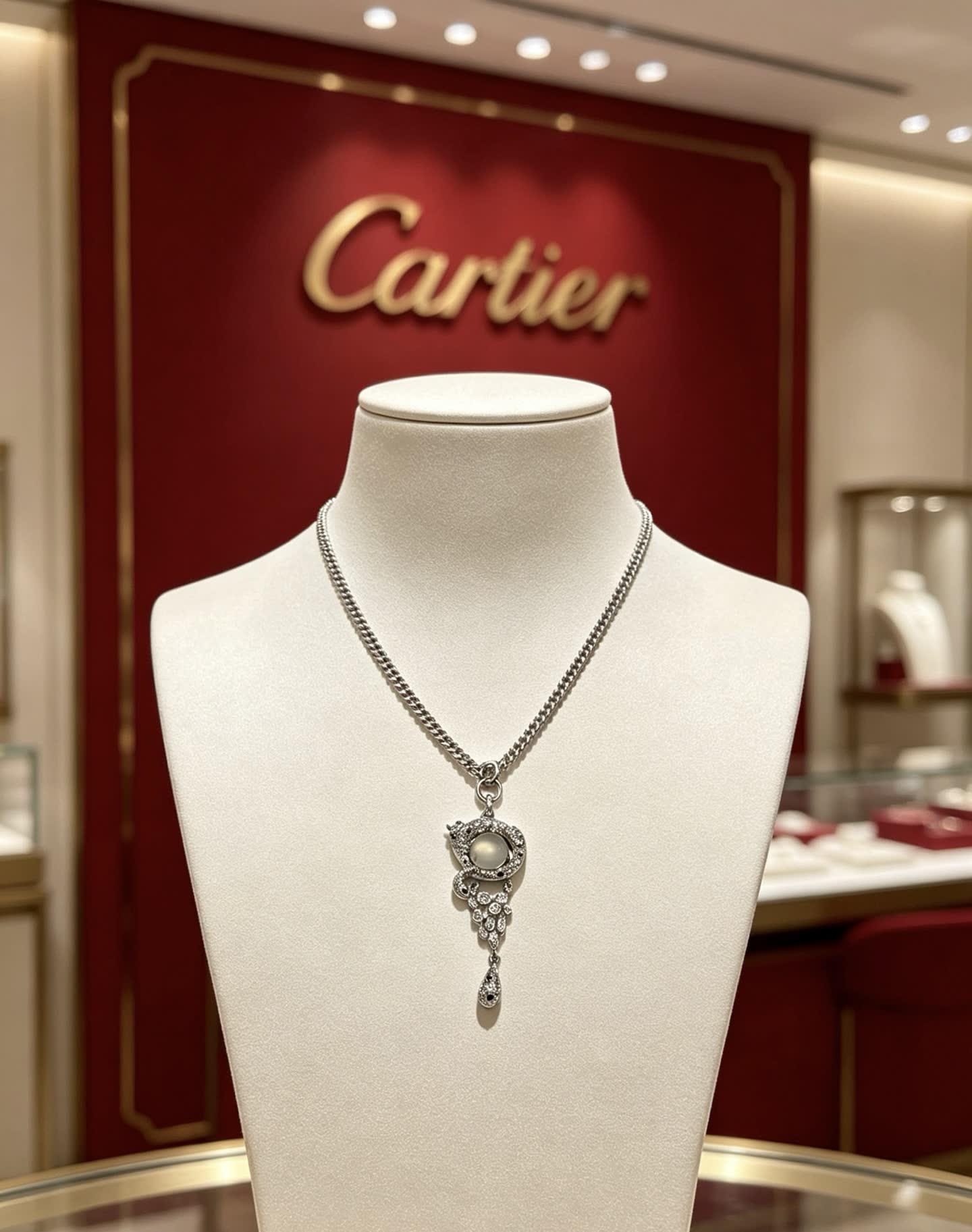 Cartier Pearl and Diamond Tassel Necklace
