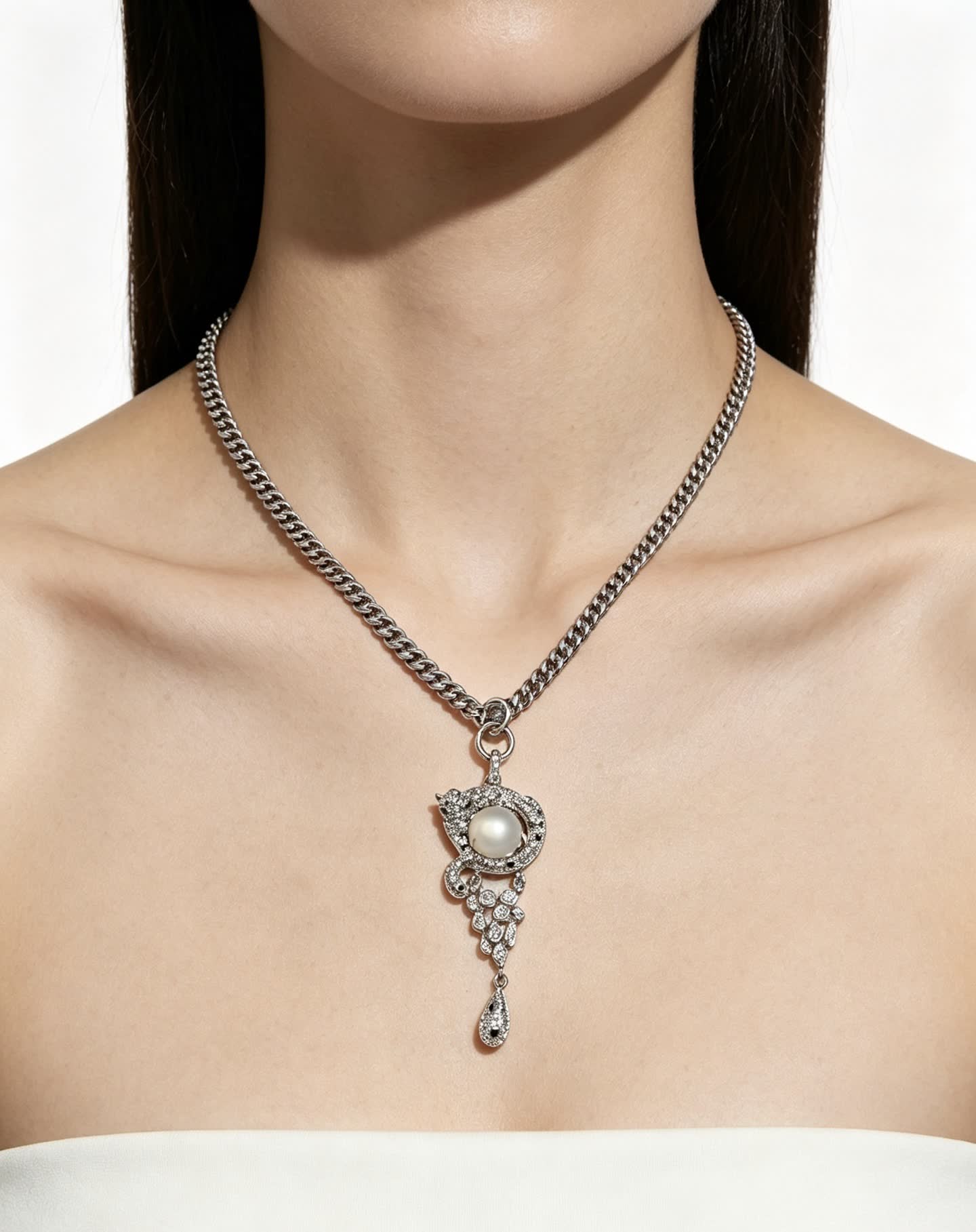 Cartier Pearl and Diamond Tassel Necklace