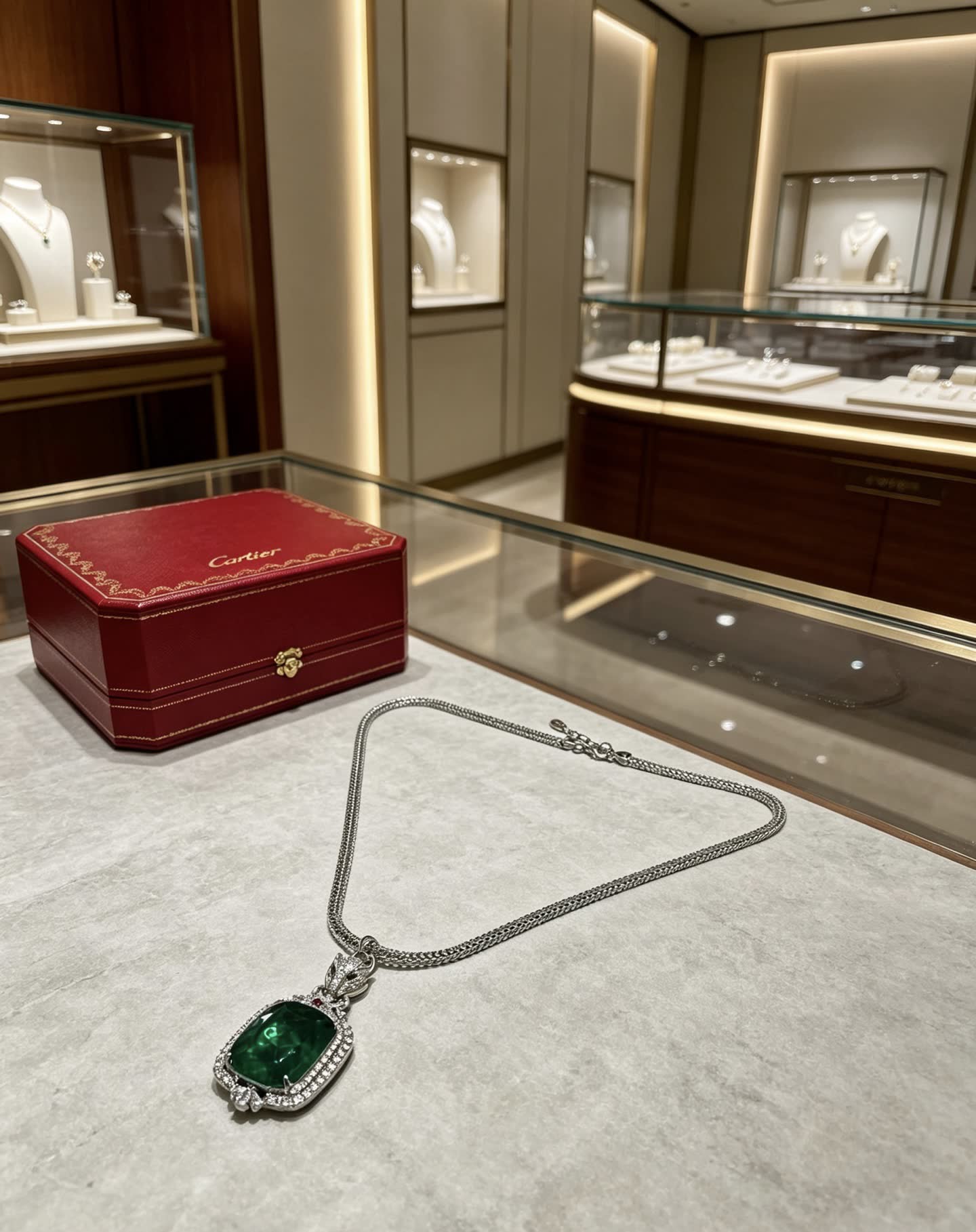 Cartier Emerald and Diamond Necklace