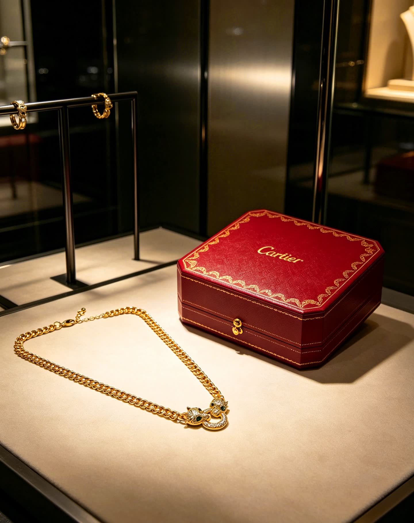 Cartier Gold Panther Head Necklace