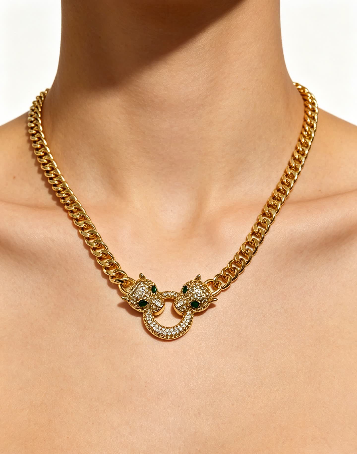 Cartier Gold Panther Head Necklace