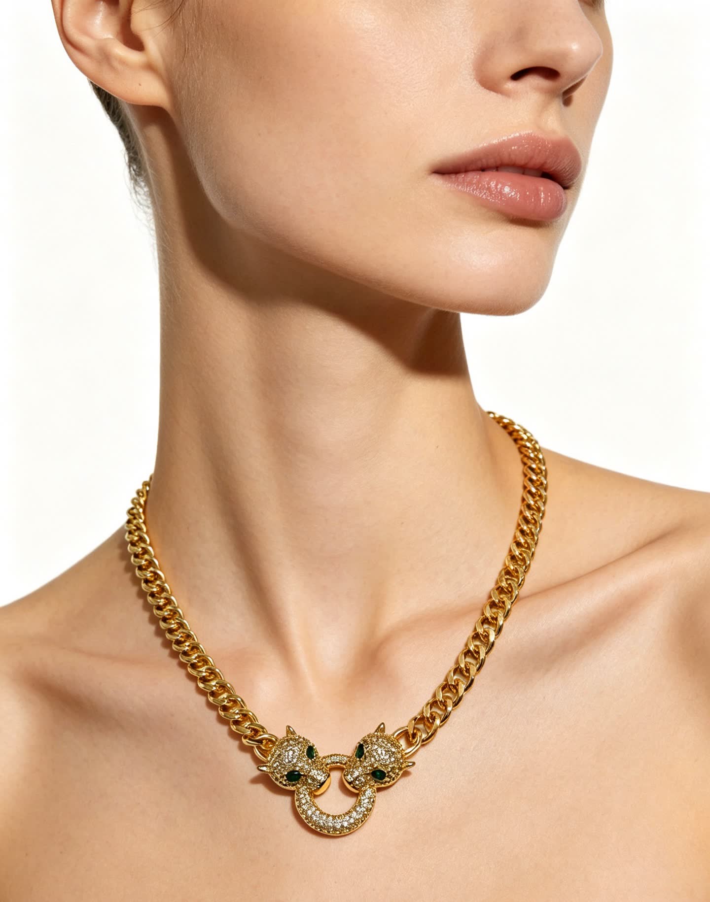 Cartier Gold Panther Head Necklace