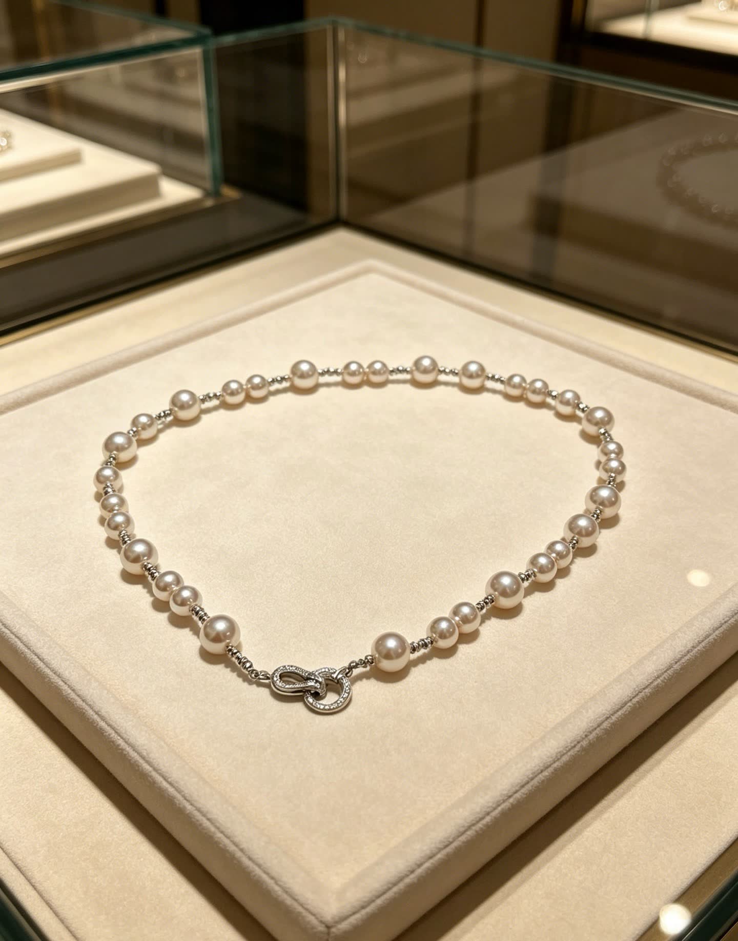 Cartier Elegant Pearl Necklace with Diamond Clasp
