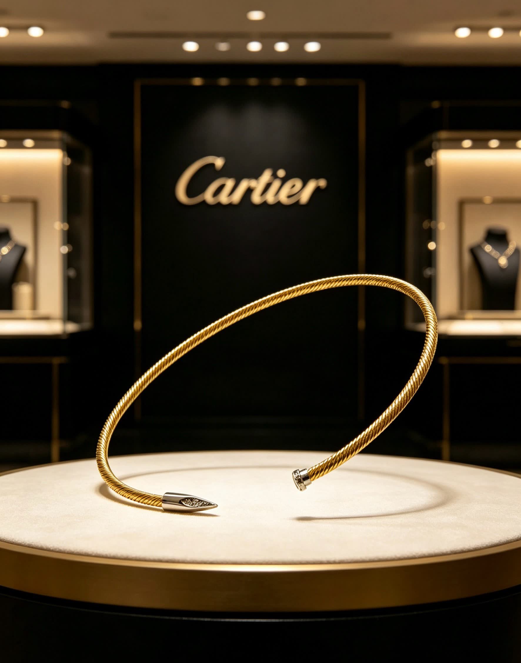 Cartier Gold-Tone Diamond Accent Choker Necklace
