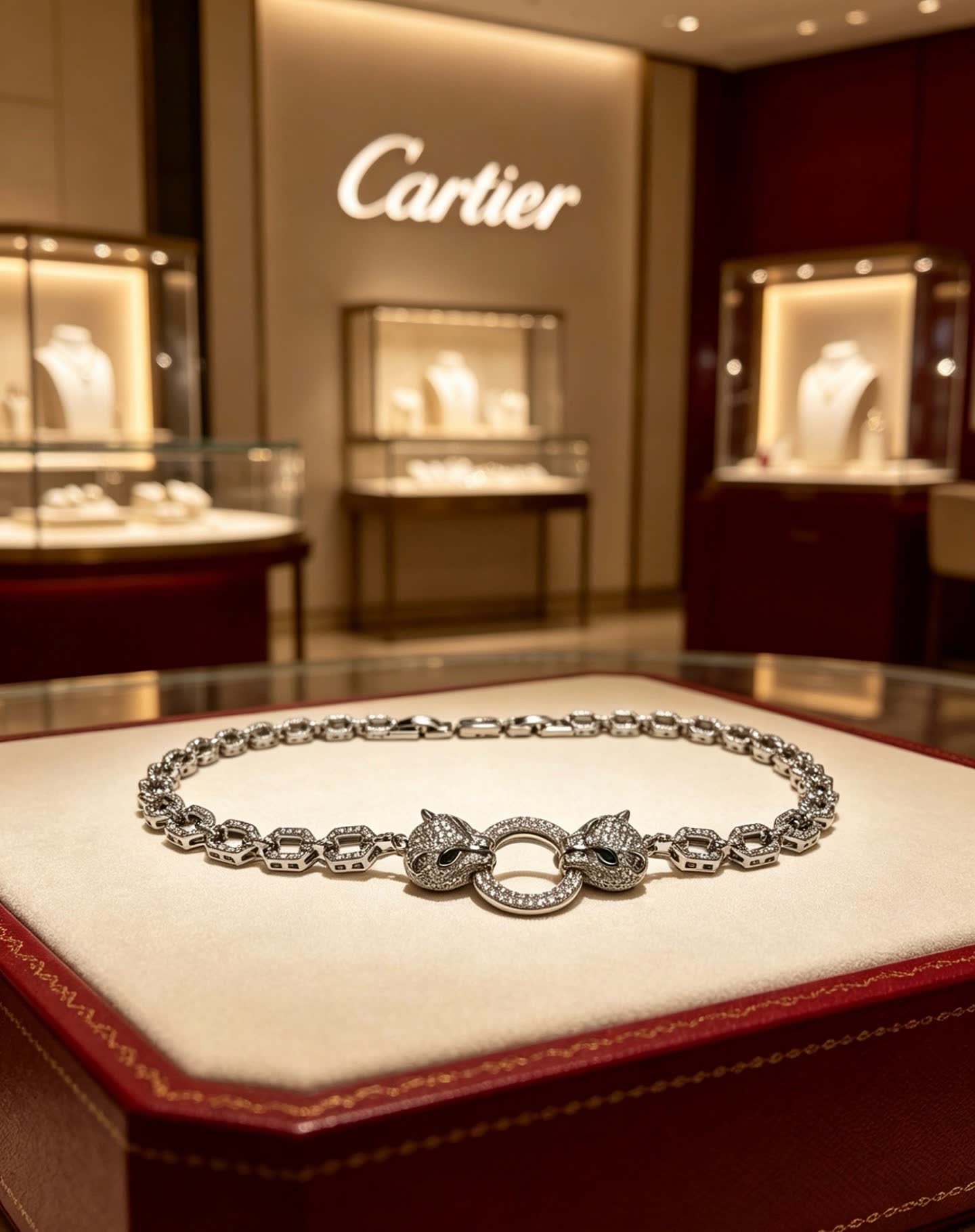 Cartier Hexagon Link Diamond Necklace