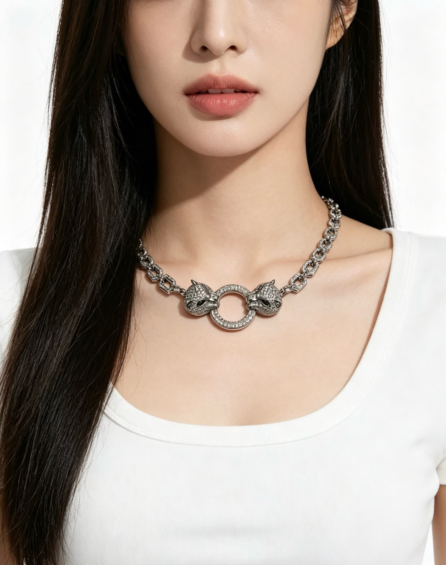 Cartier Hexagon Link Diamond Necklace