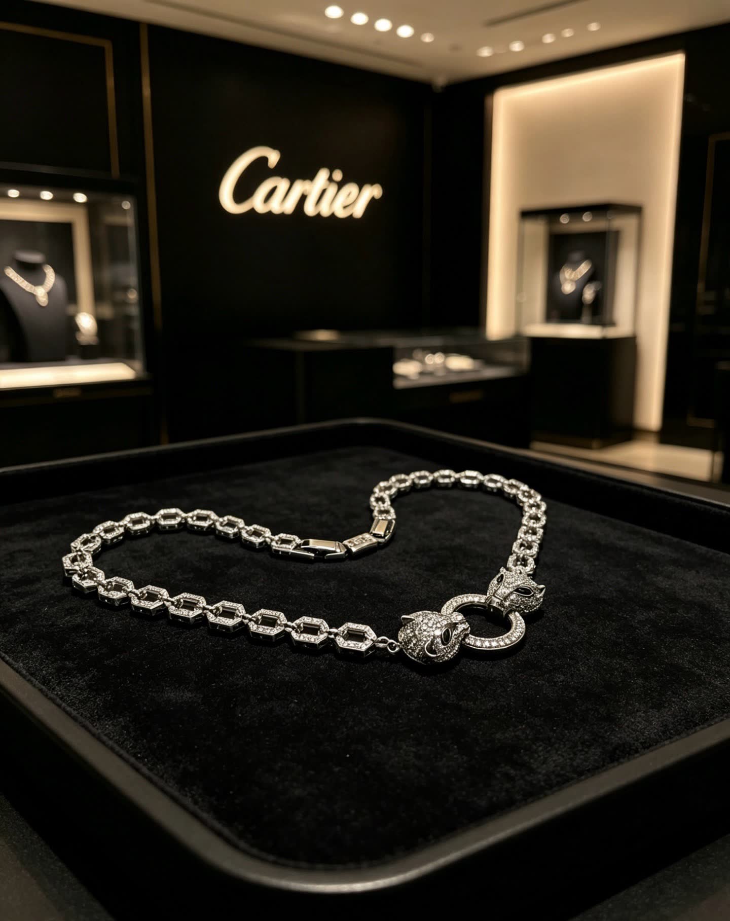 Cartier Hexagon Link Diamond Necklace