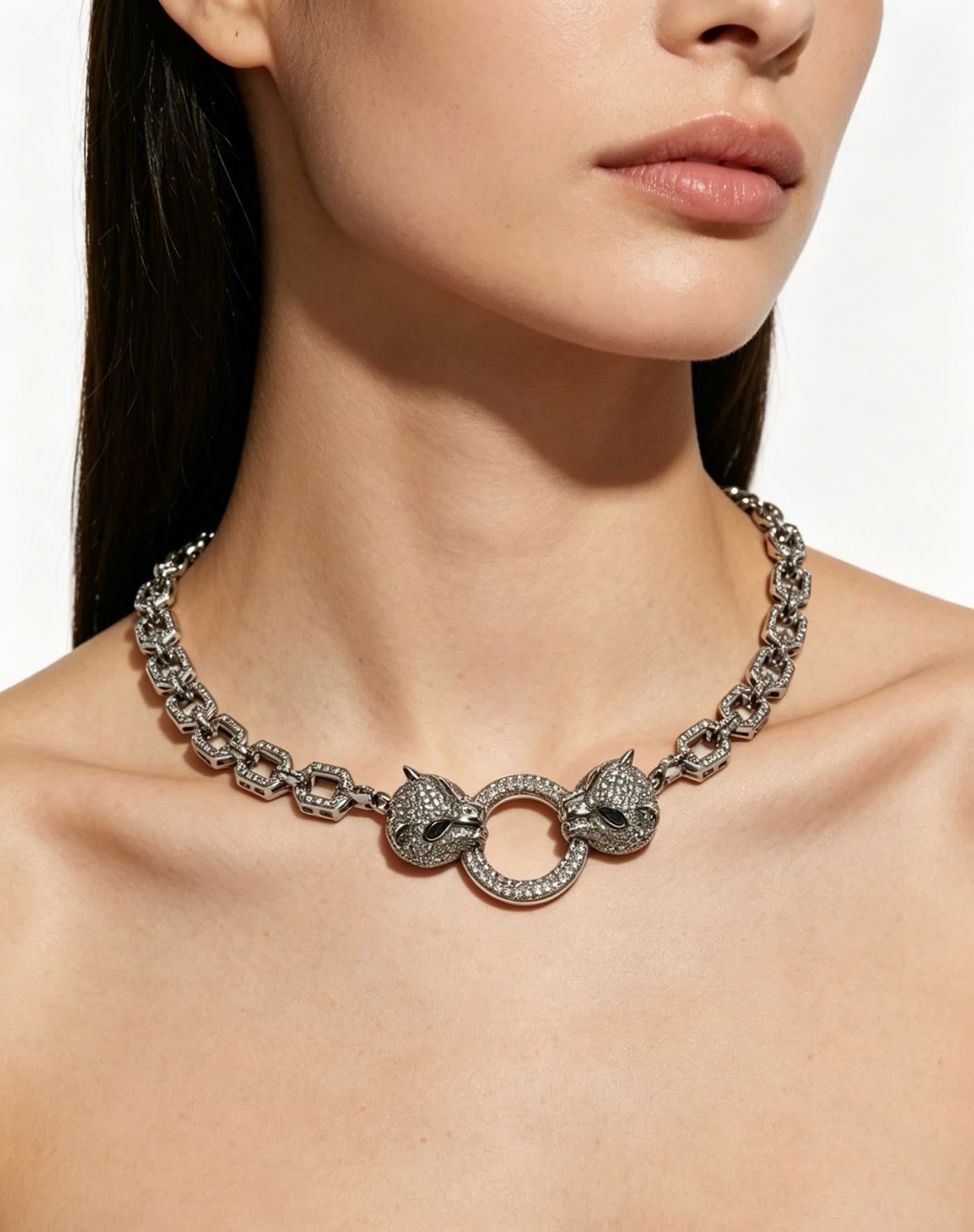 Cartier Hexagon Link Diamond Necklace