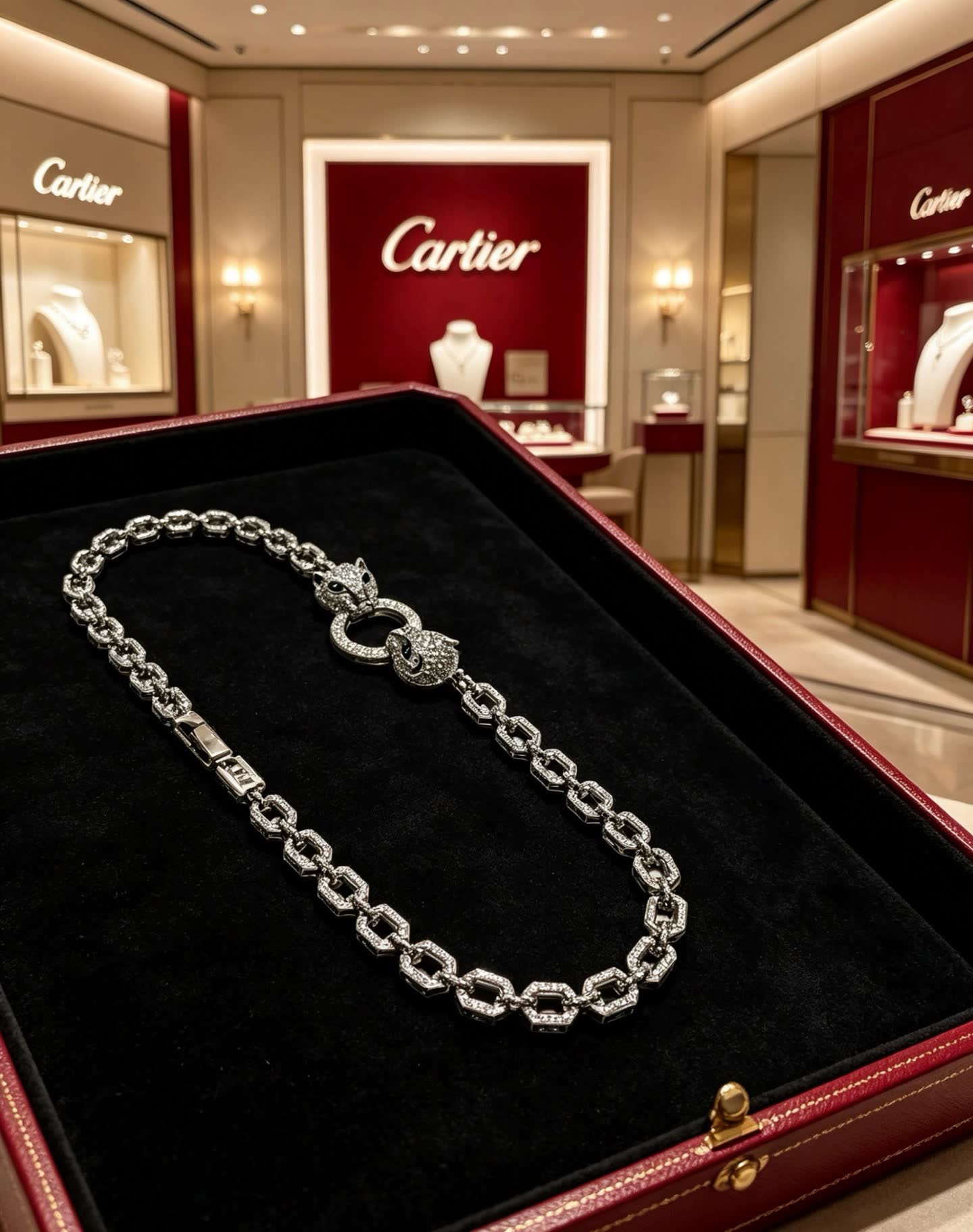 Cartier Hexagon Link Diamond Necklace