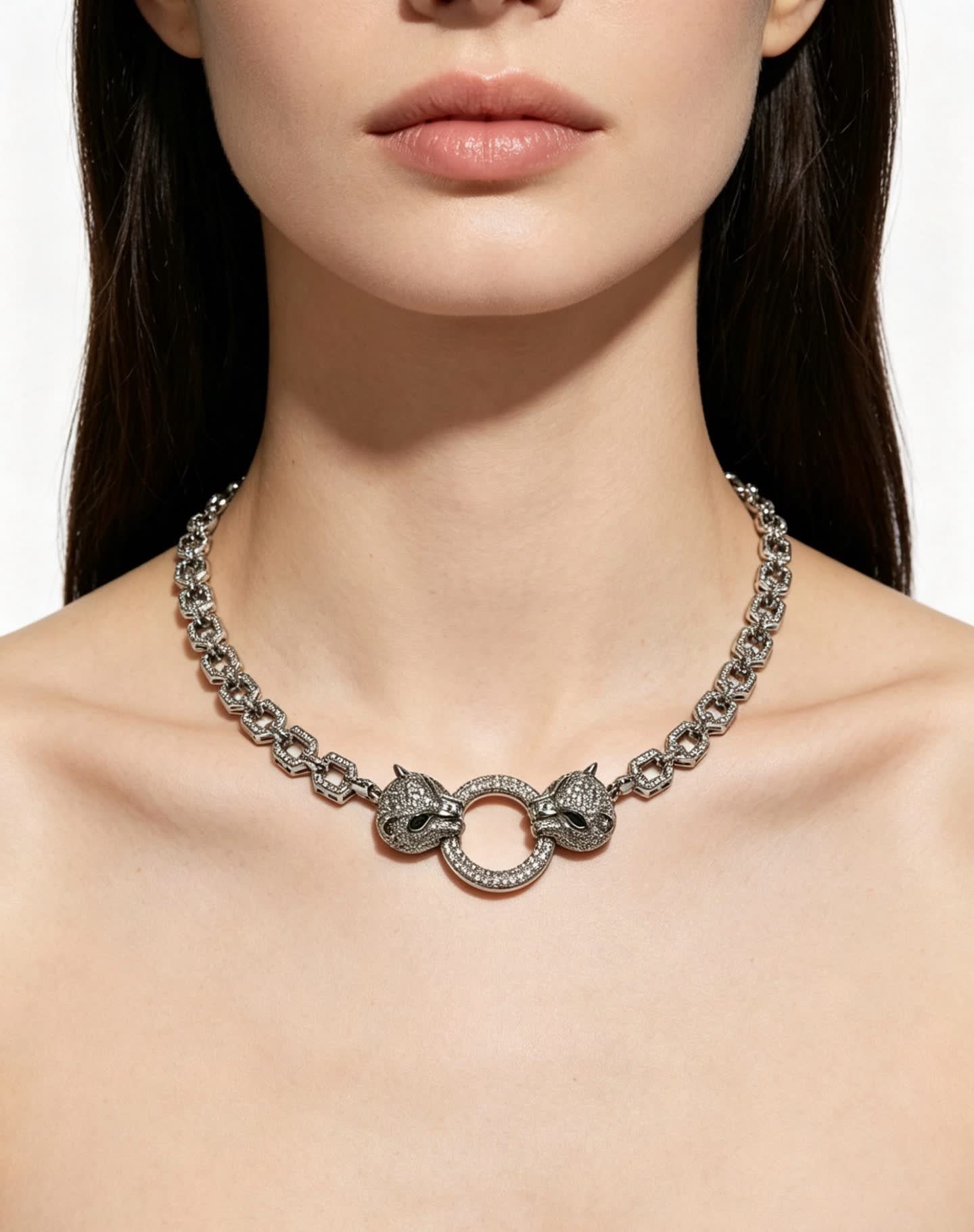 Cartier Hexagon Link Diamond Necklace