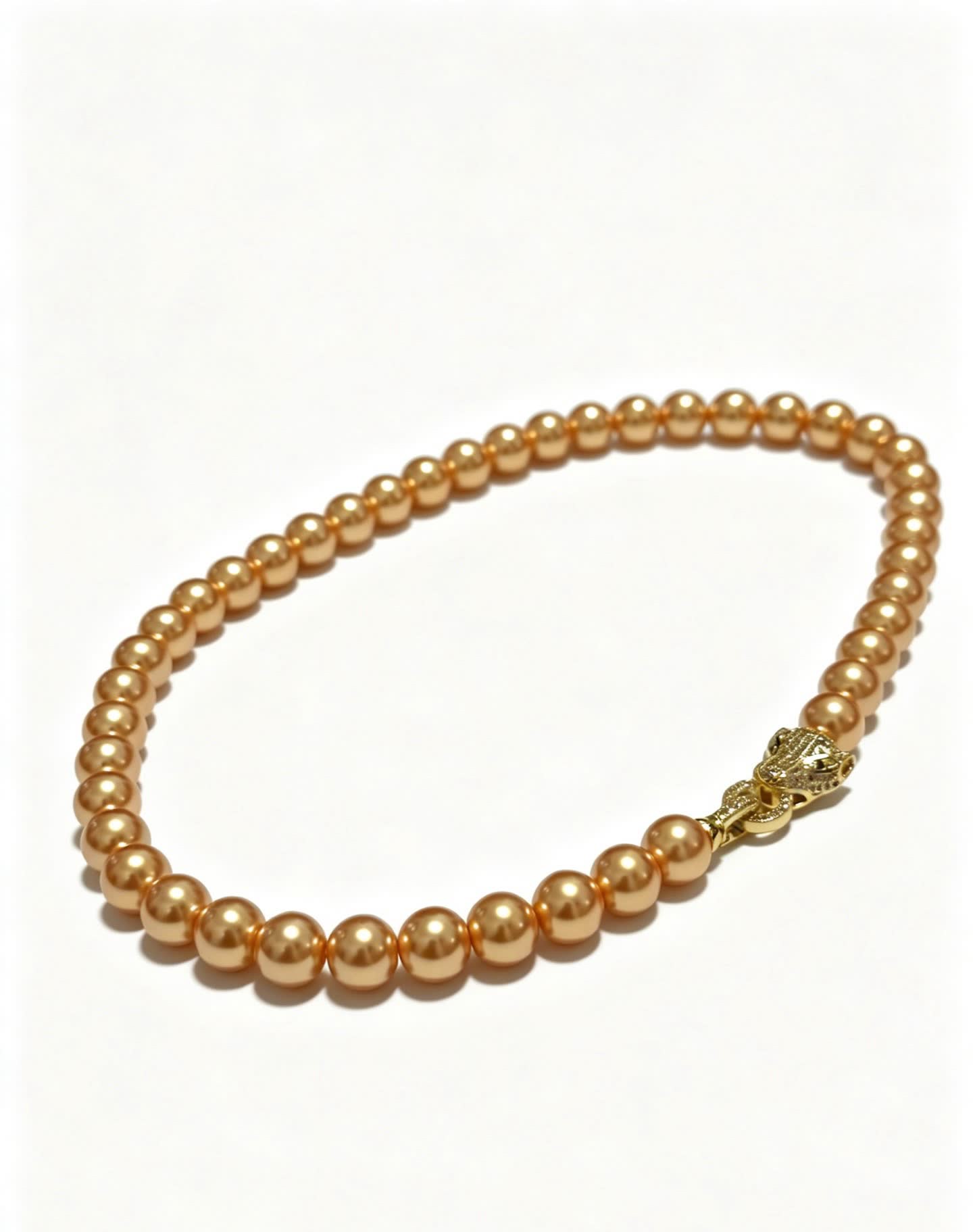 Cartier Gold Pearl Necklace with Diamond Panther Clasp