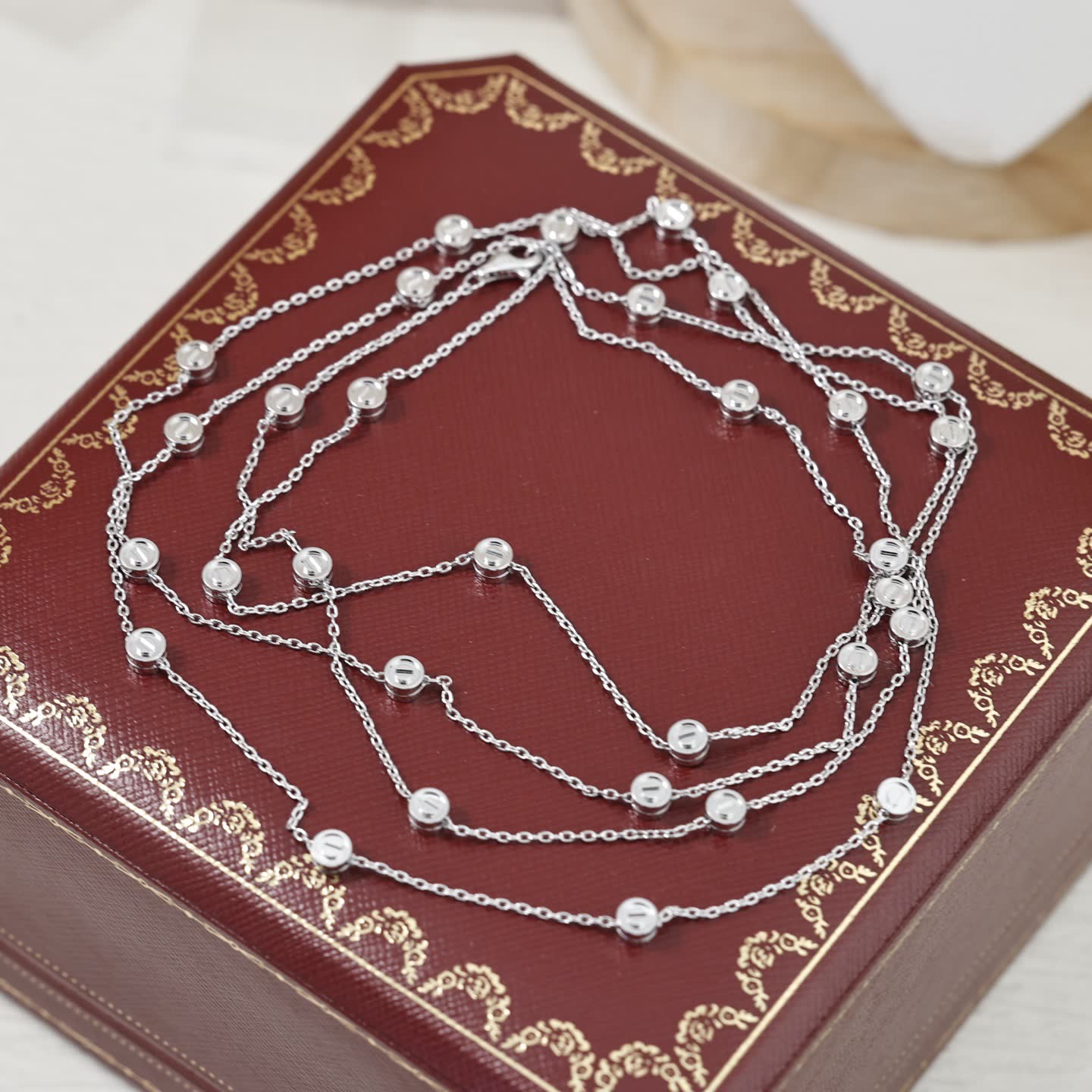 Cartier Silver Beaded Chain Necklace