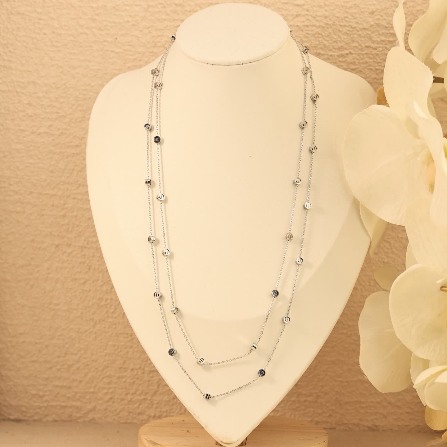 Cartier Silver Beaded Chain Necklace