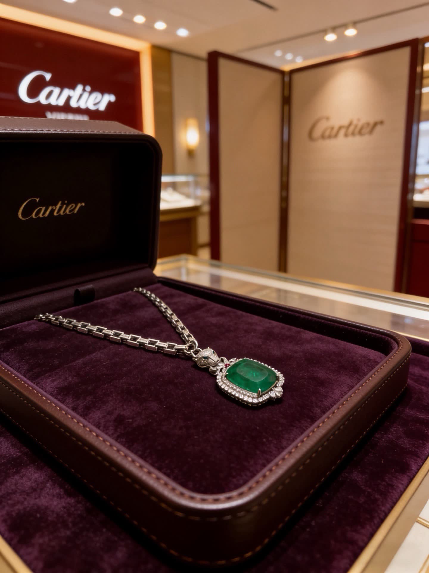 Cartier Panther Emerald and Diamond Necklace