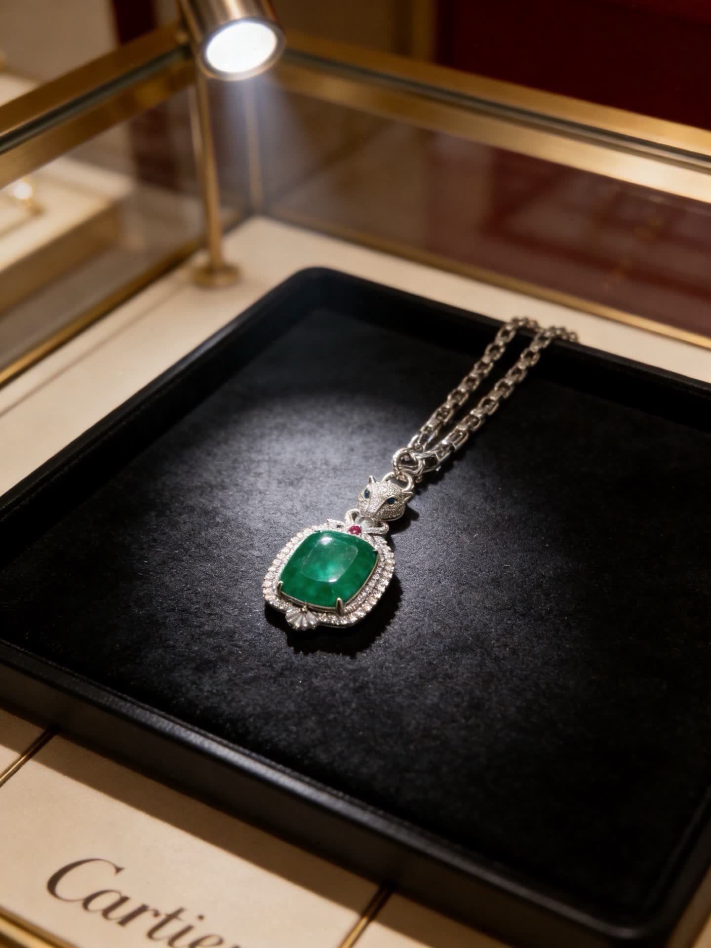 Cartier Panther Emerald and Diamond Necklace