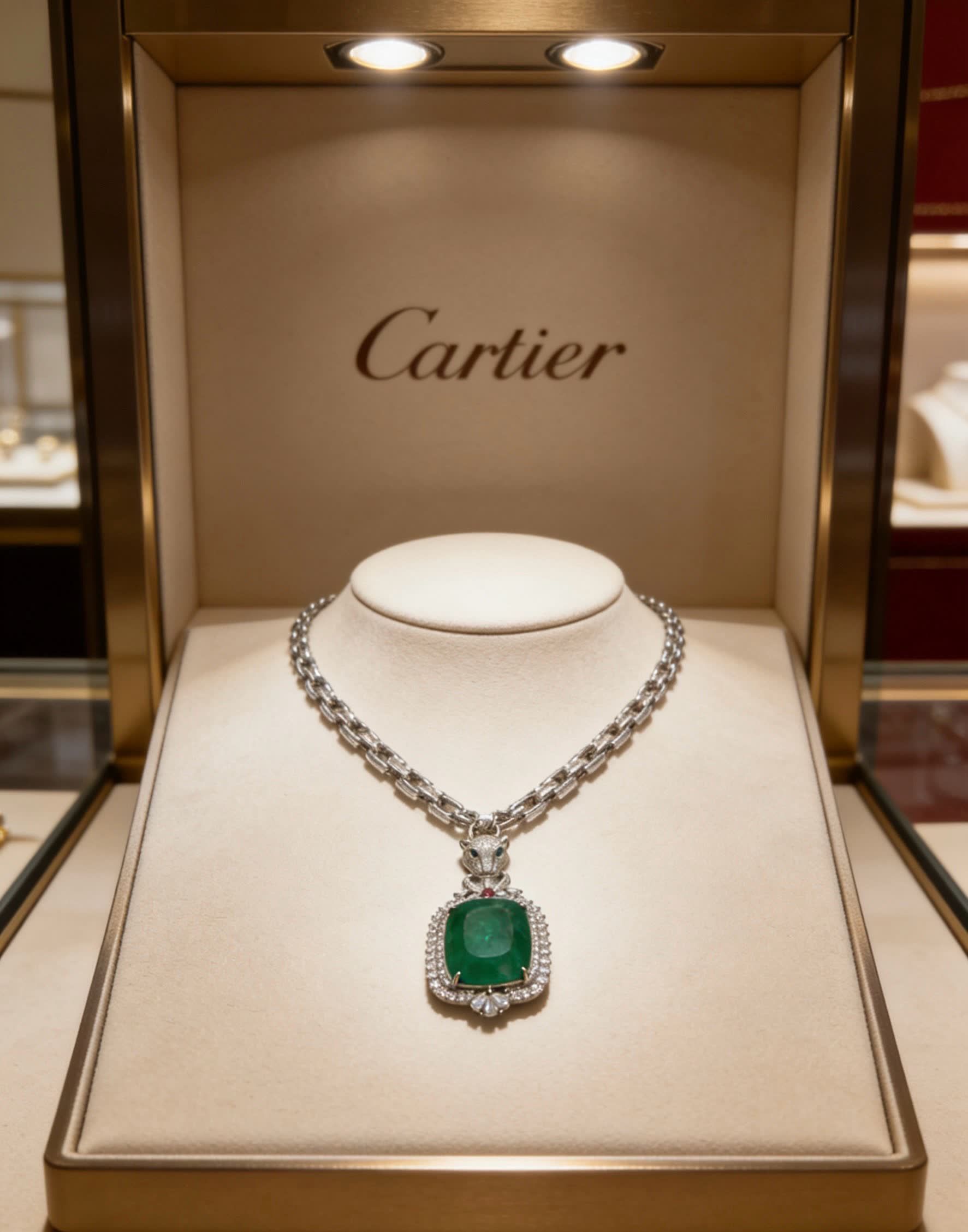 Cartier Panther Emerald and Diamond Necklace