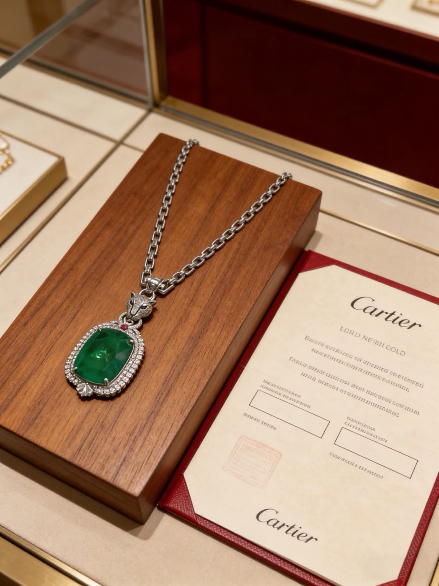 Cartier Panther Emerald and Diamond Necklace