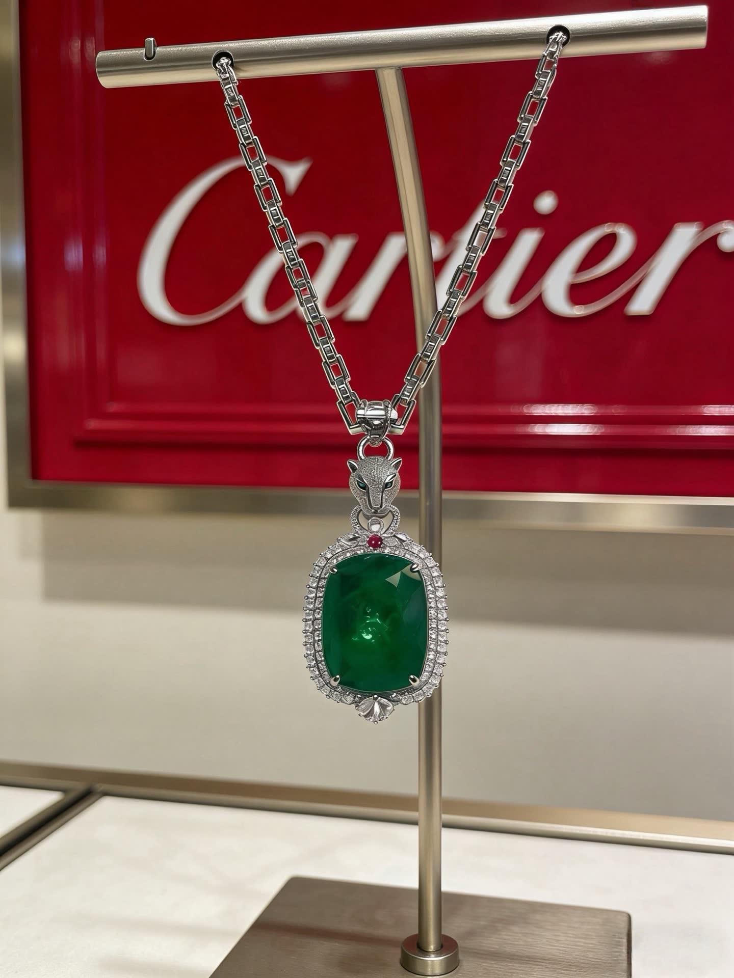 Cartier Panther Emerald and Diamond Necklace