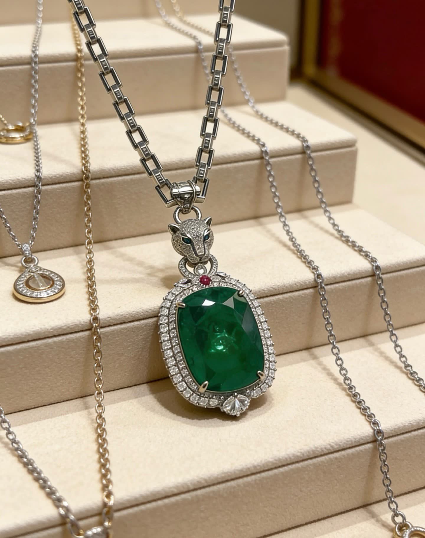 Cartier Panther Emerald and Diamond Necklace