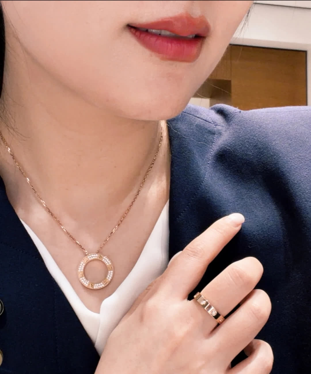 Cartier Gold Circle Pendant Necklace with Diamonds Cartier Gold Circle Pendant Necklace with Diamonds