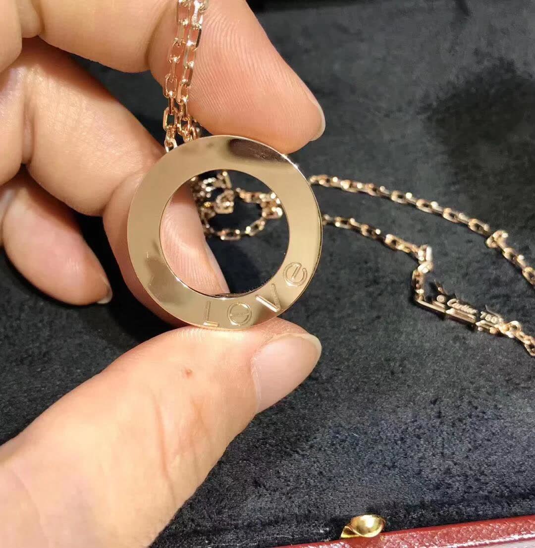 Cartier Gold Circle Pendant Necklace with Diamonds