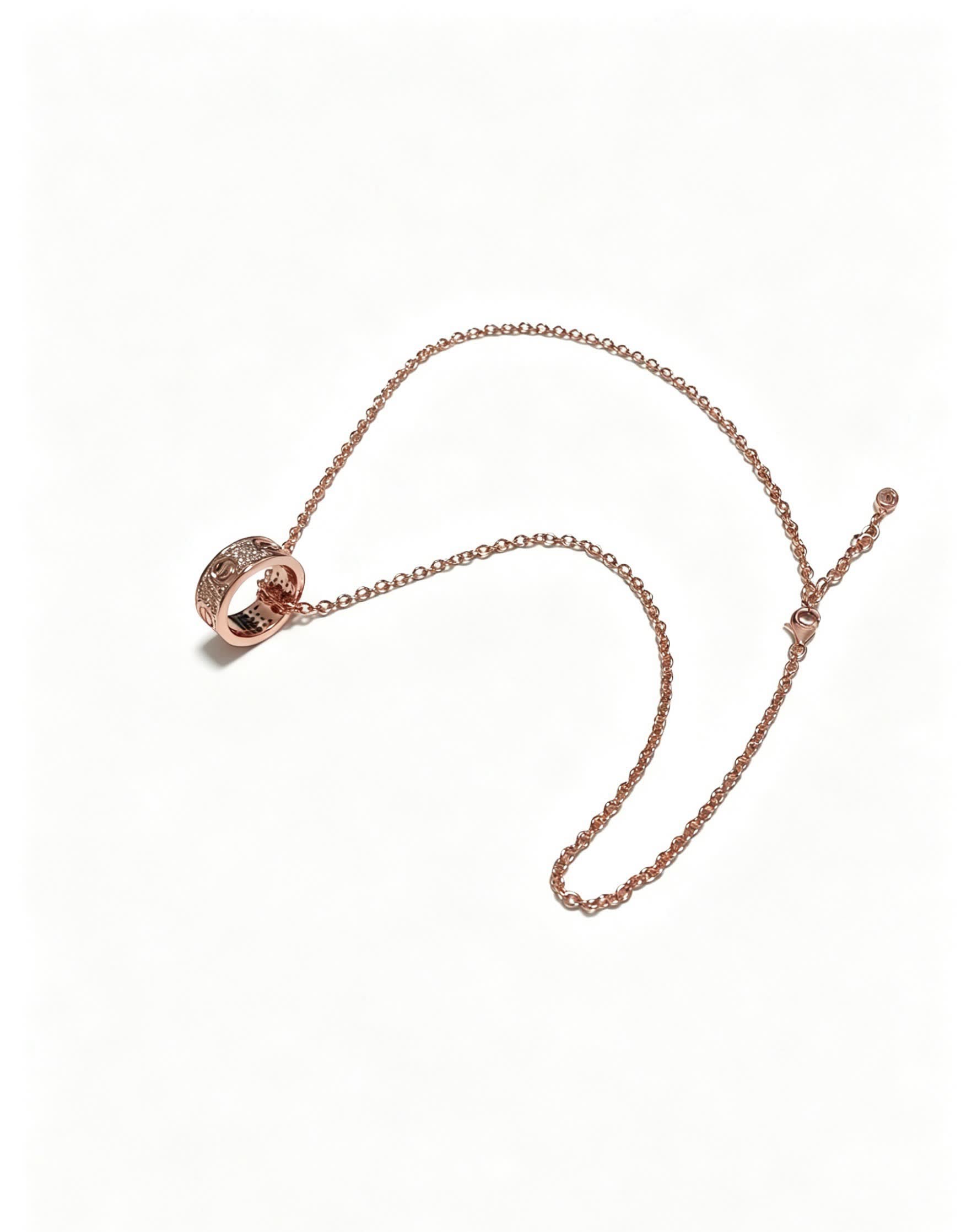 Cartier Rose Gold Ring Pendant Necklace