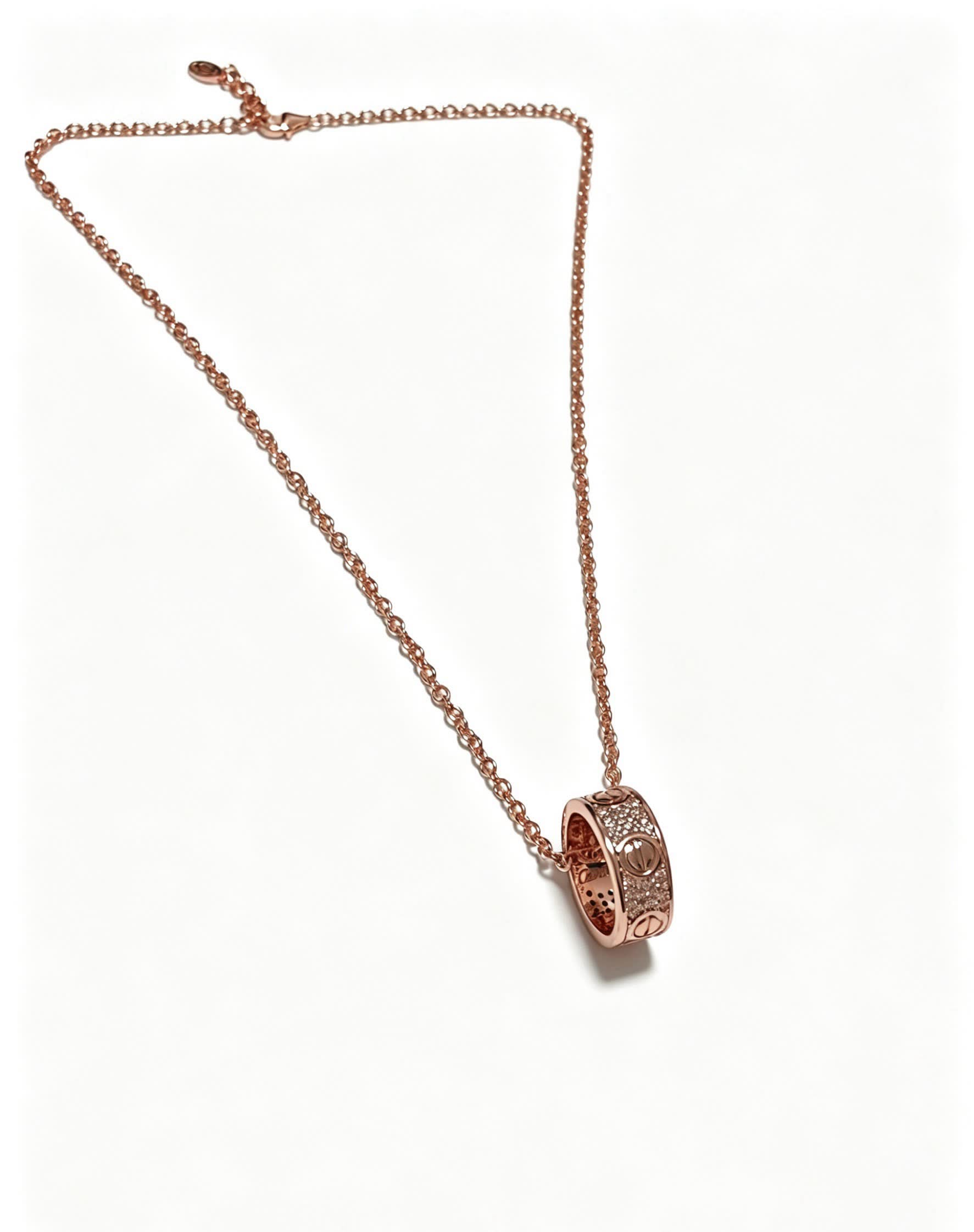 Cartier Rose Gold Ring Pendant Necklace