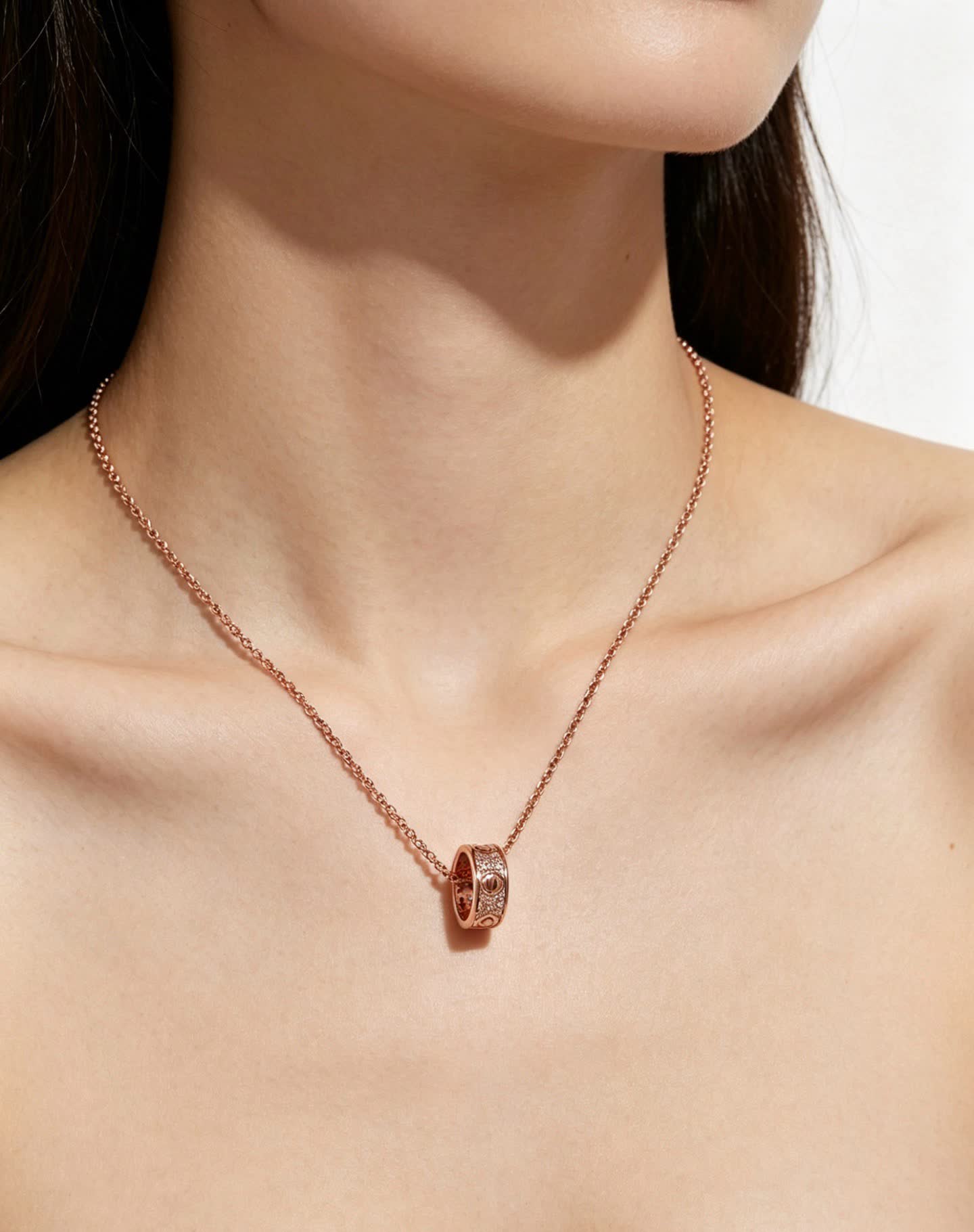 Cartier Rose Gold Ring Pendant Necklace
