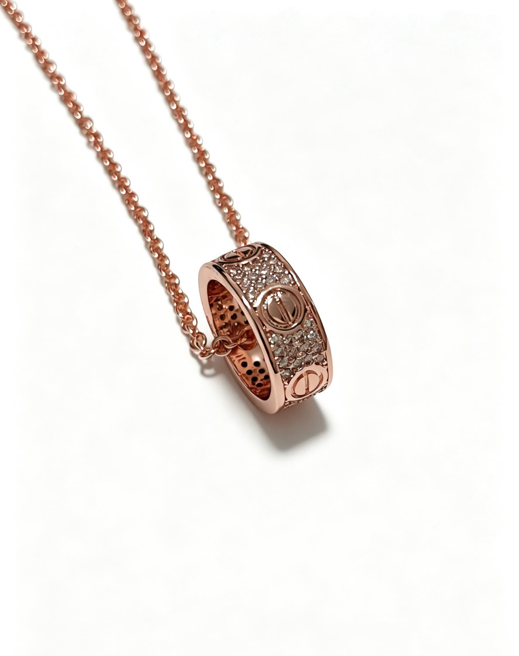 Cartier Rose Gold Ring Pendant Necklace