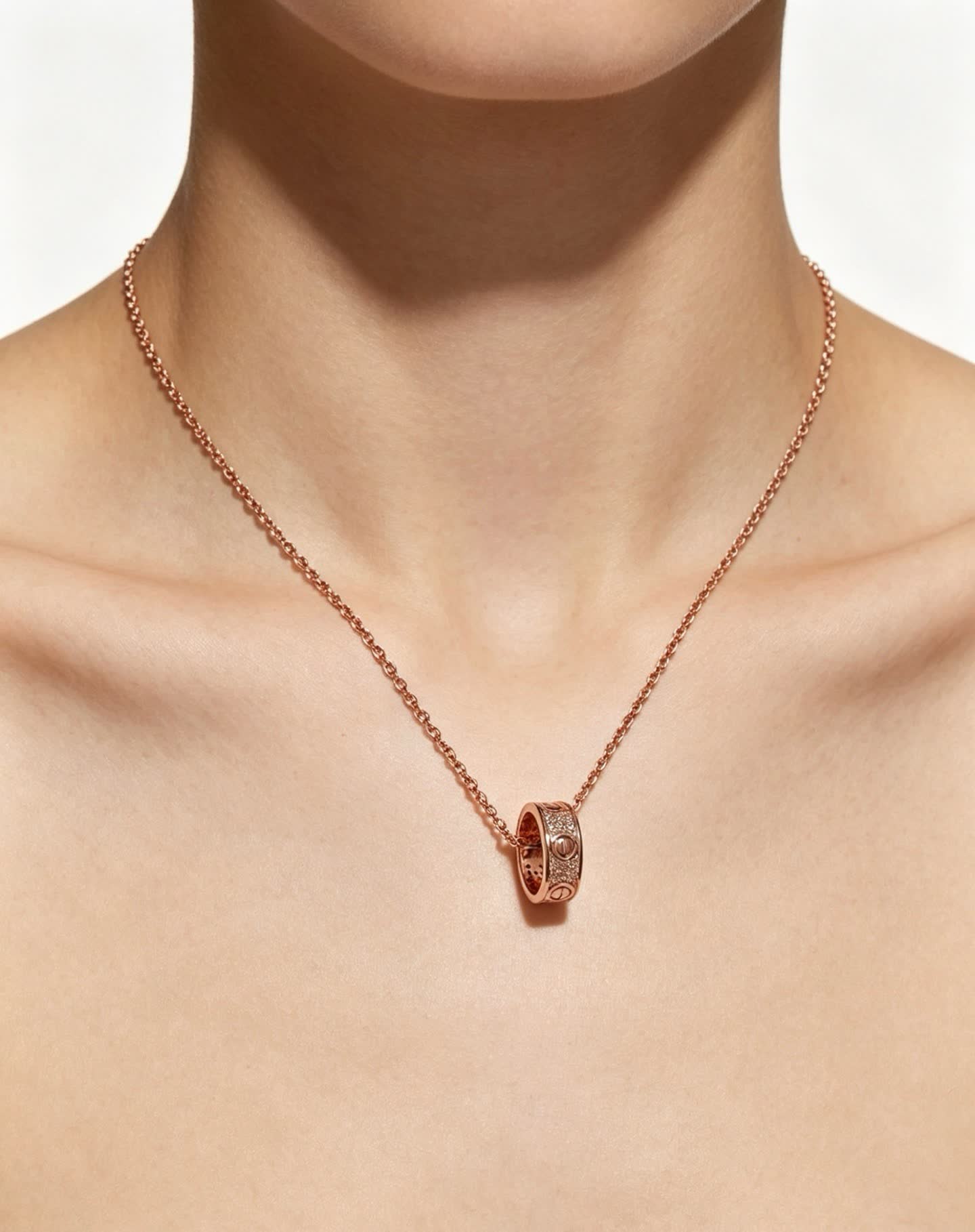 Cartier Rose Gold Ring Pendant Necklace