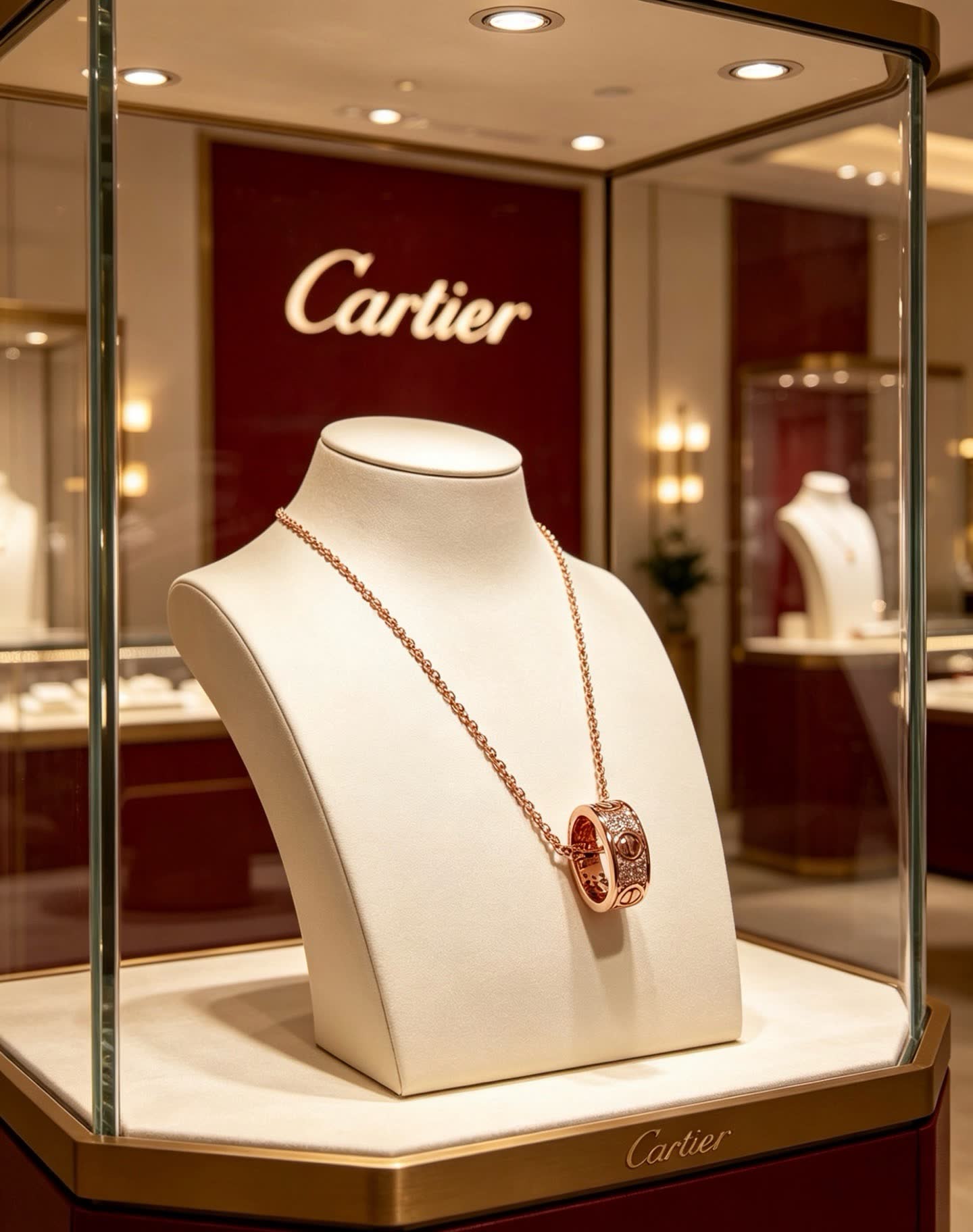 Cartier Rose Gold Ring Pendant Necklace