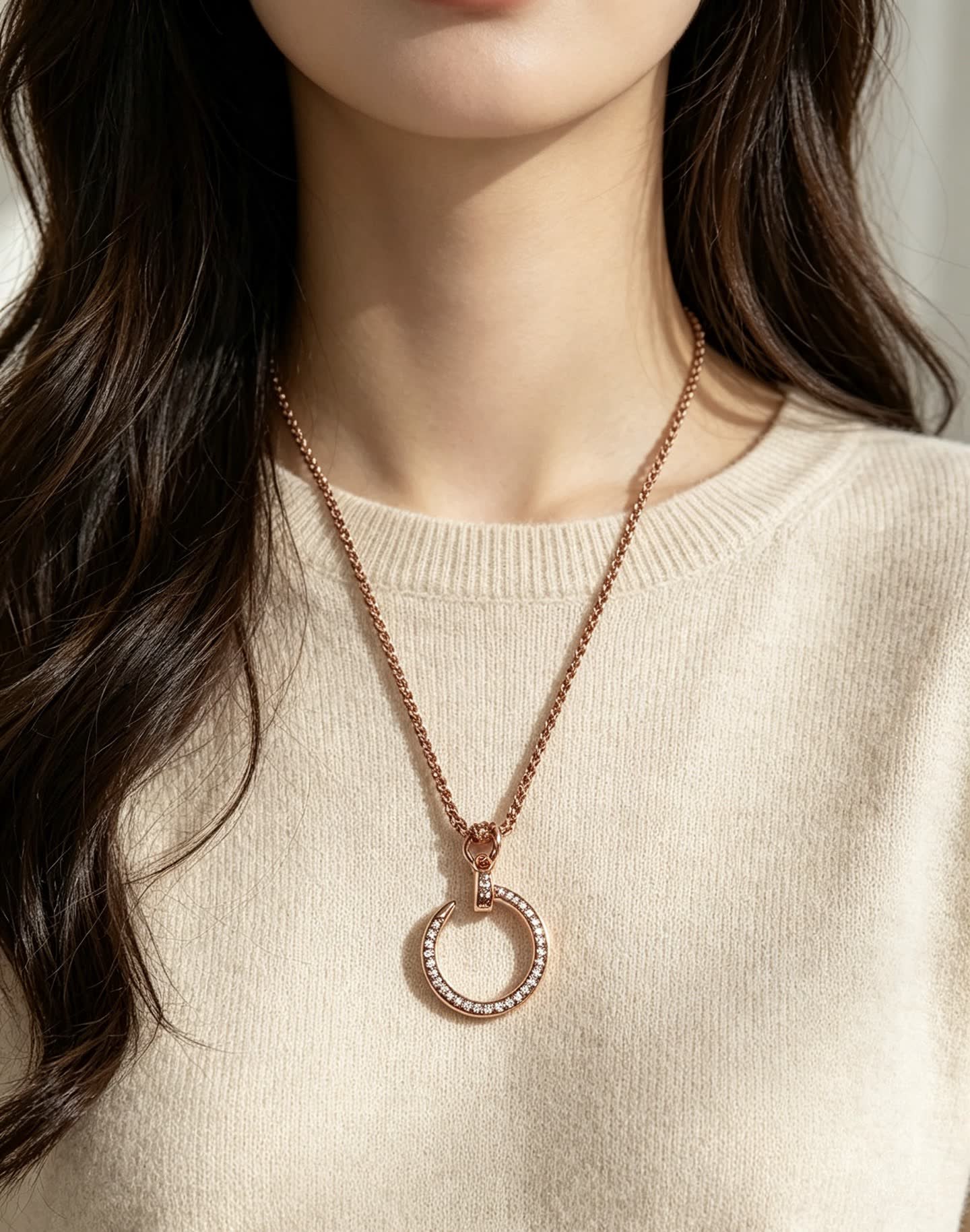 Cartier Crescent Moon Diamond Necklace