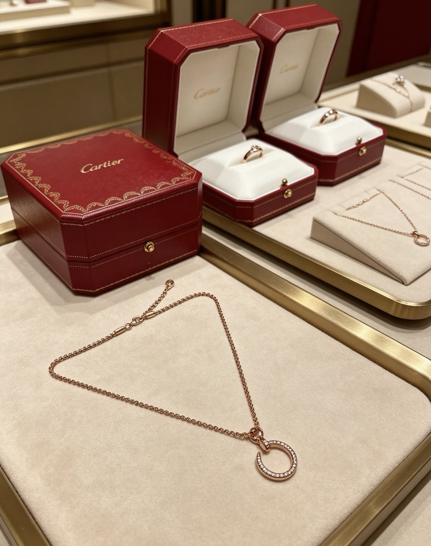 Cartier Crescent Moon Diamond Necklace