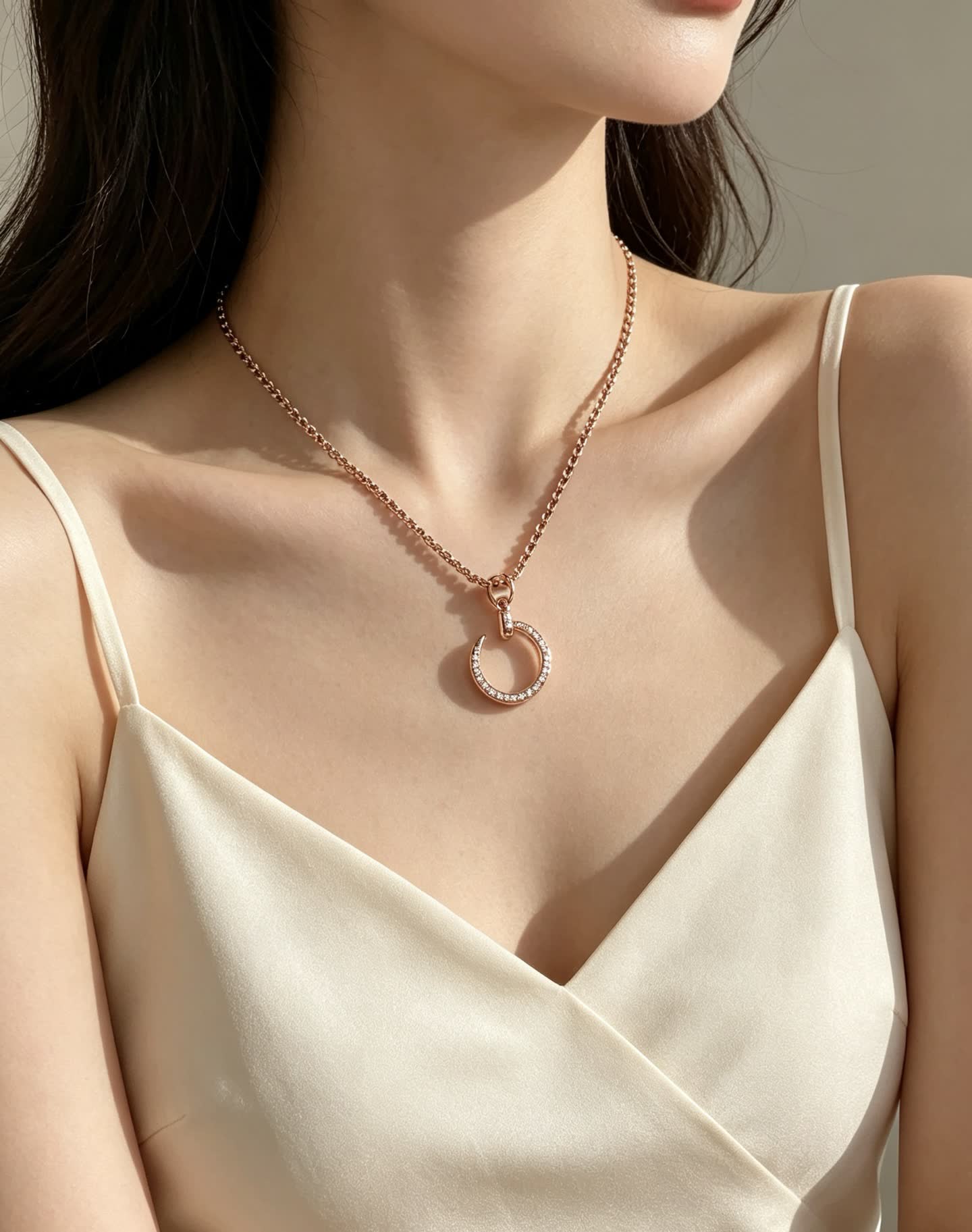 Cartier Crescent Moon Diamond Necklace