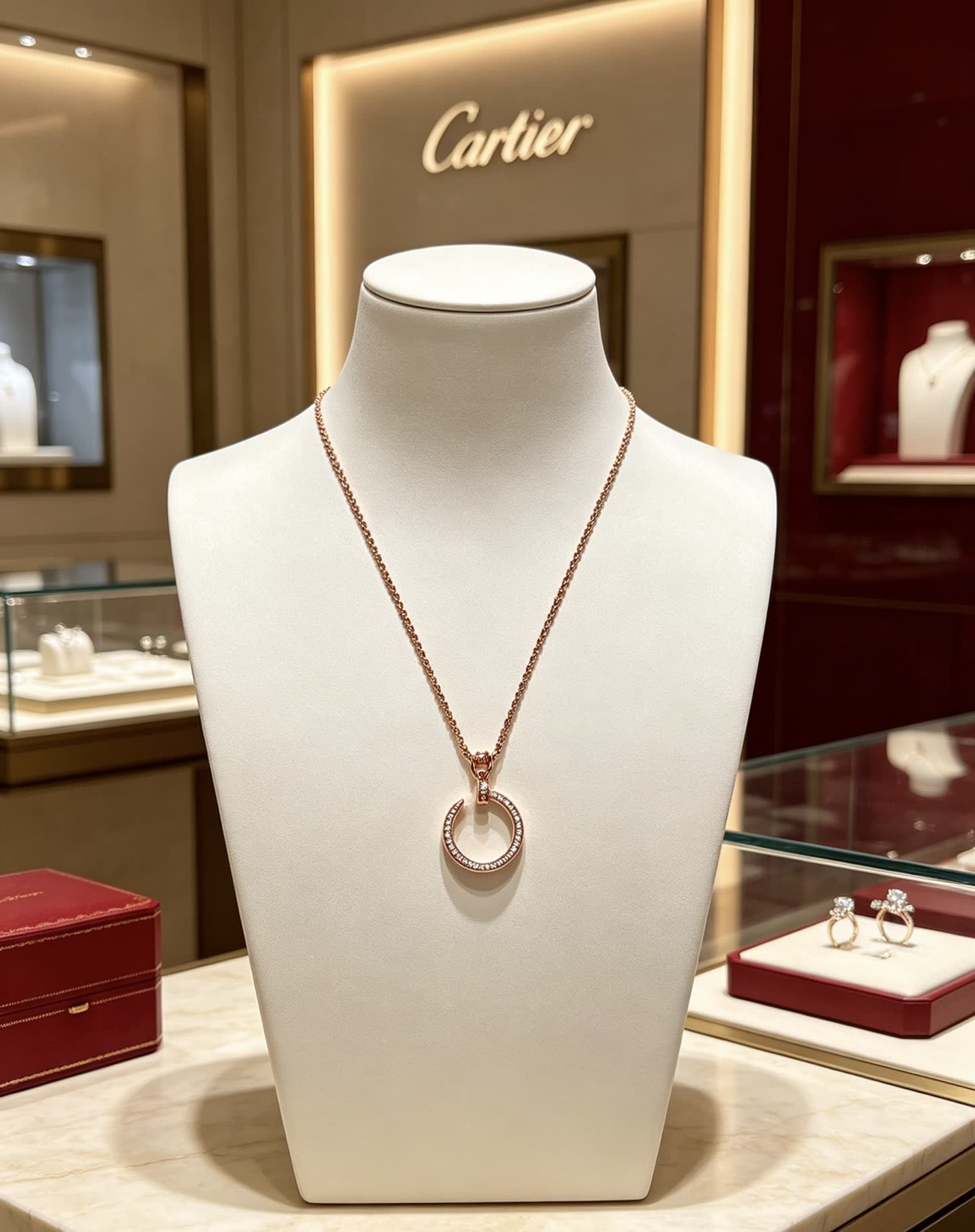 Cartier Crescent Moon Diamond Necklace