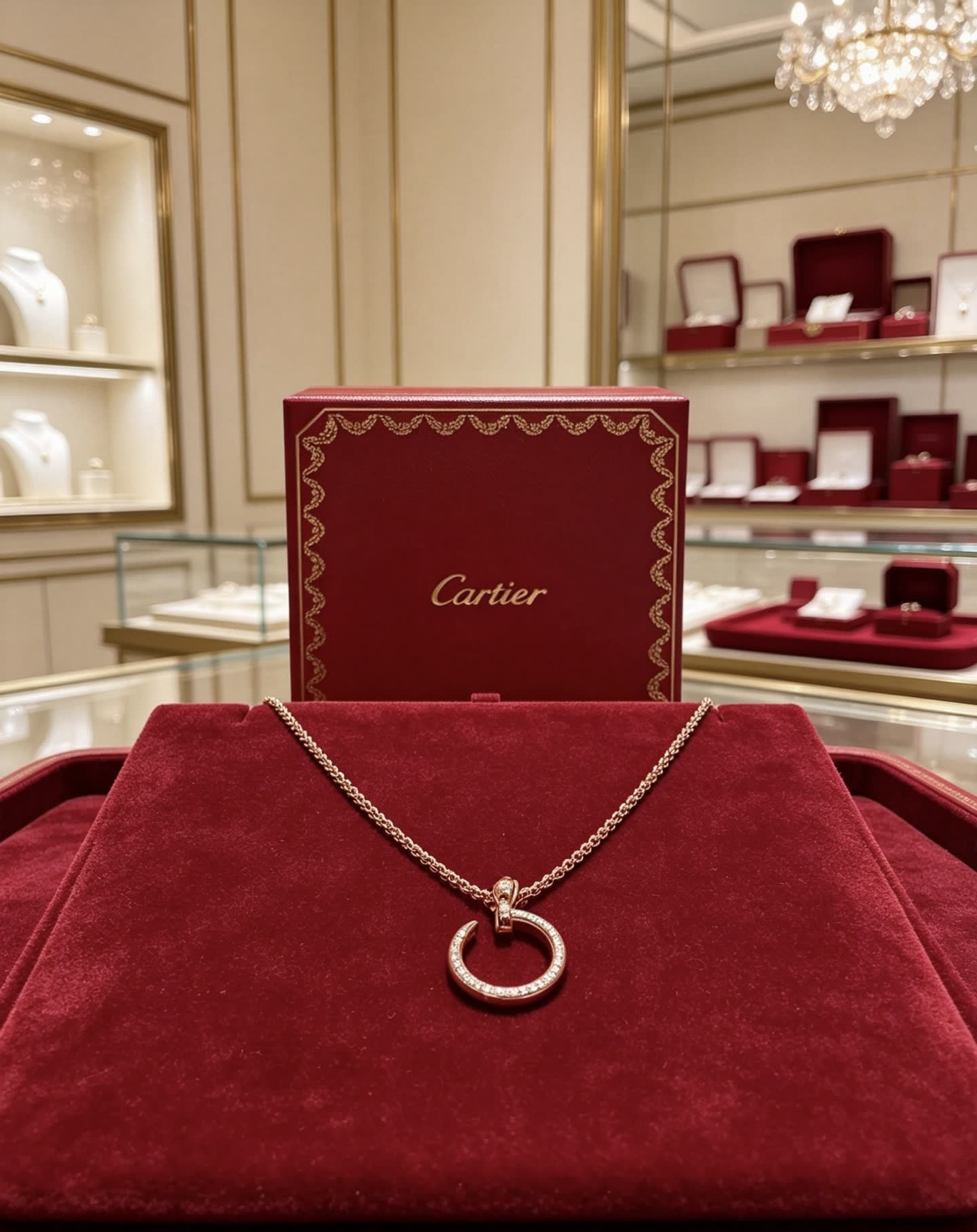 Cartier Crescent Moon Diamond Necklace