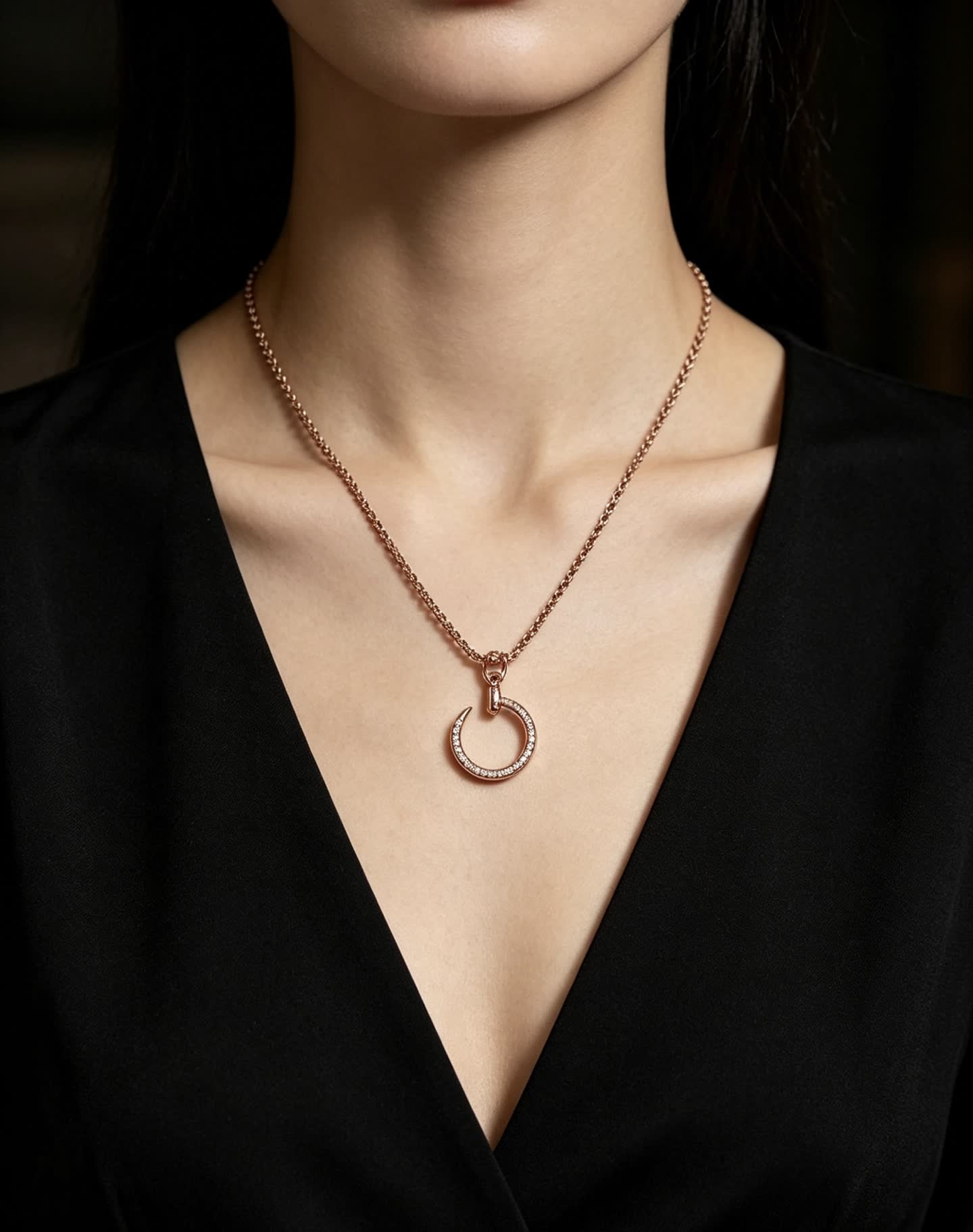 Cartier Crescent Moon Diamond Necklace