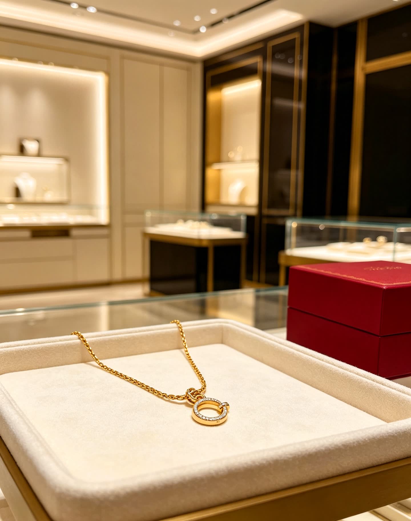 Cartier Elegant Gold Circle Pendant Necklace