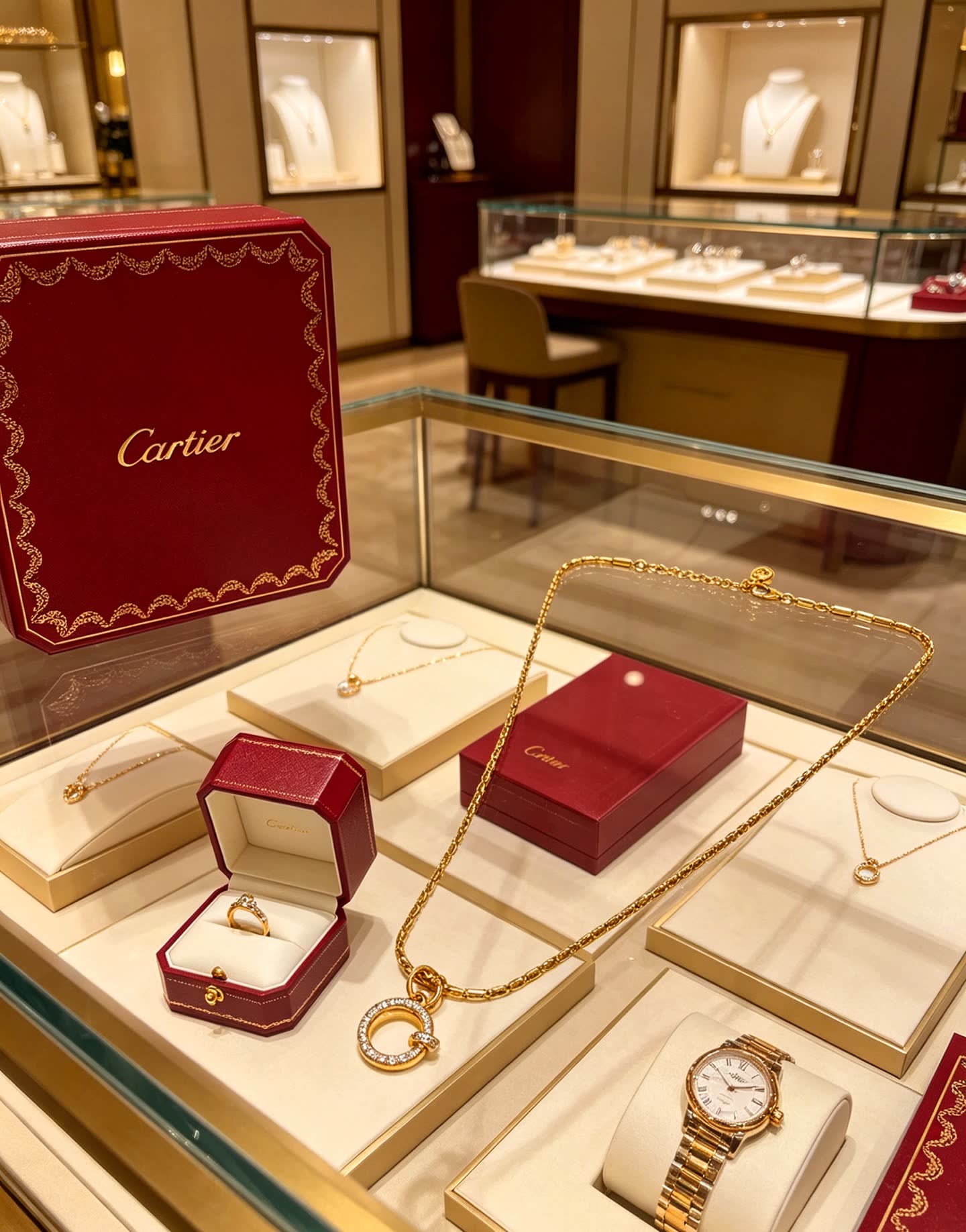 Cartier Elegant Gold Circle Pendant Necklace
