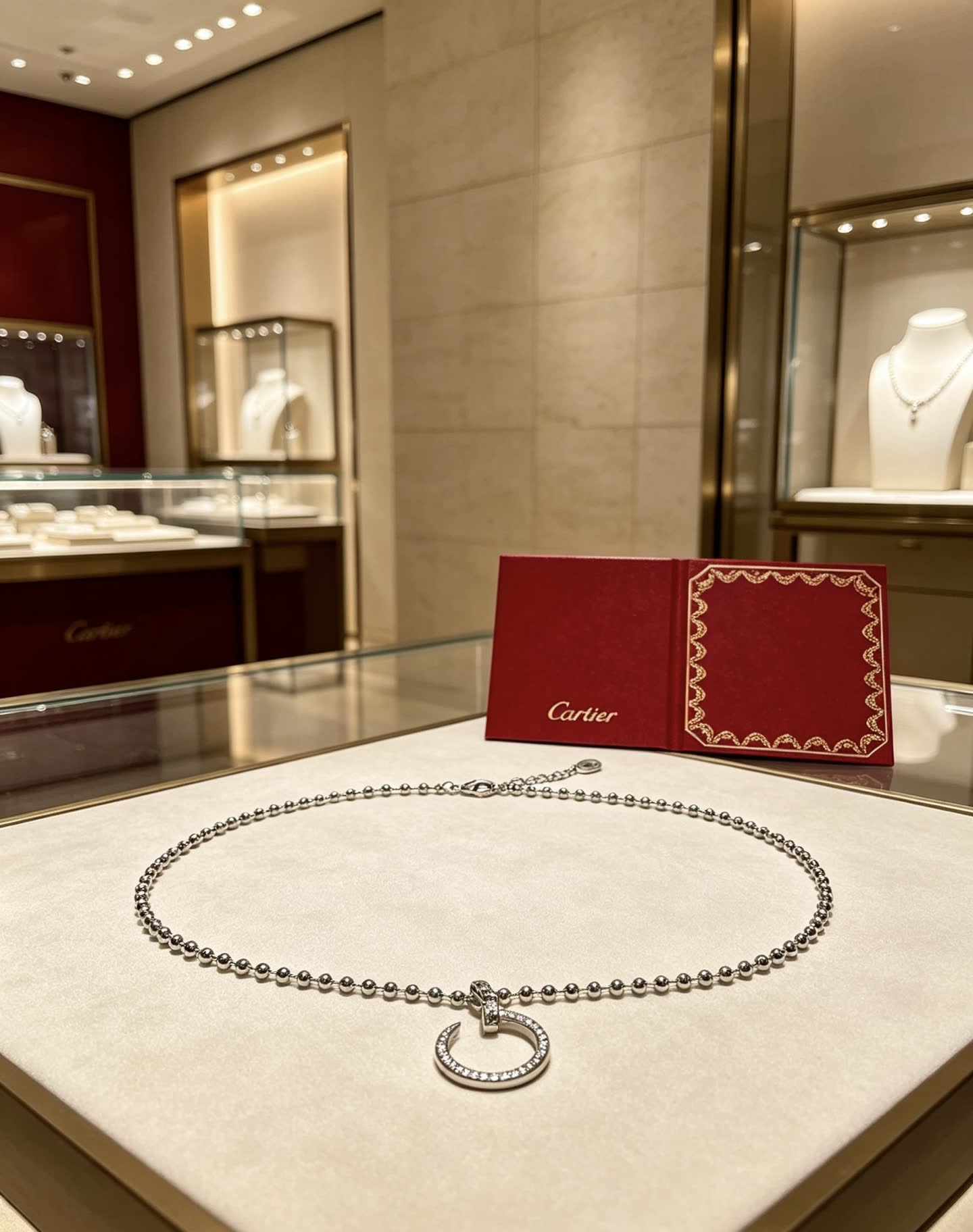 Cartier Silver Circle Pendant Necklace