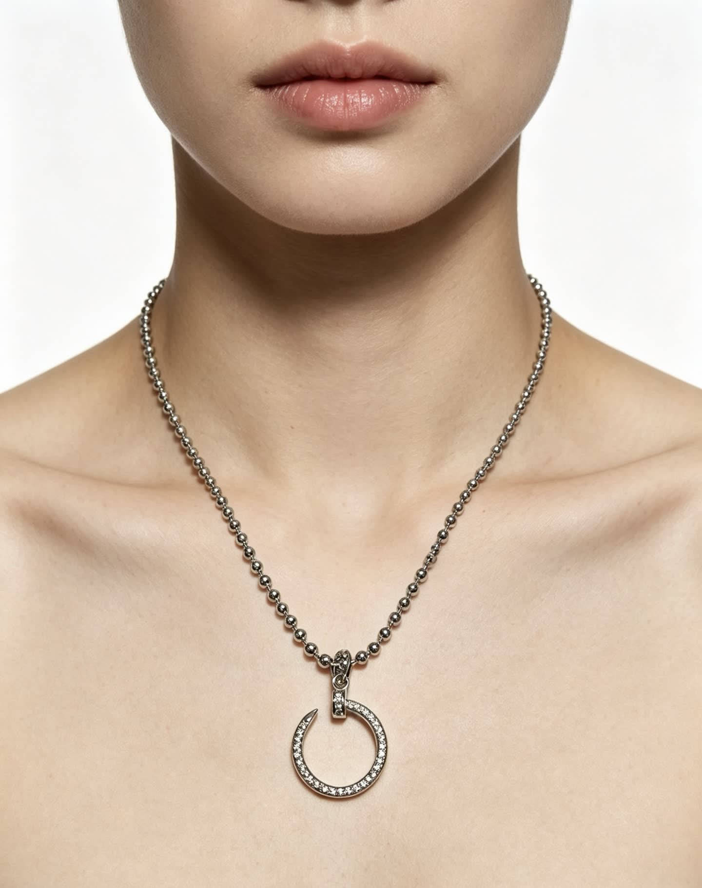 Cartier Silver Circle Pendant Necklace