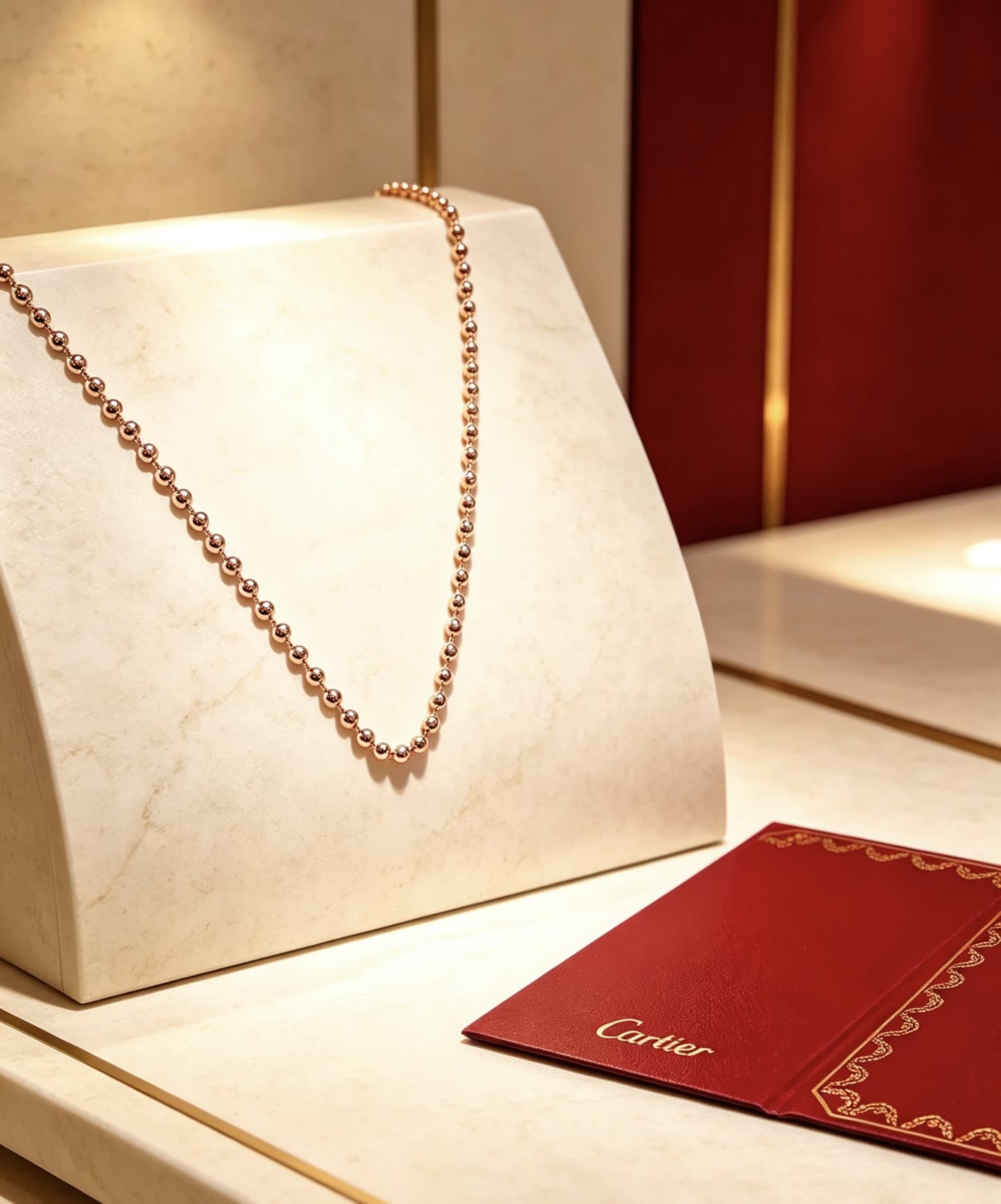 Cartier Rose Gold Beaded Necklace
